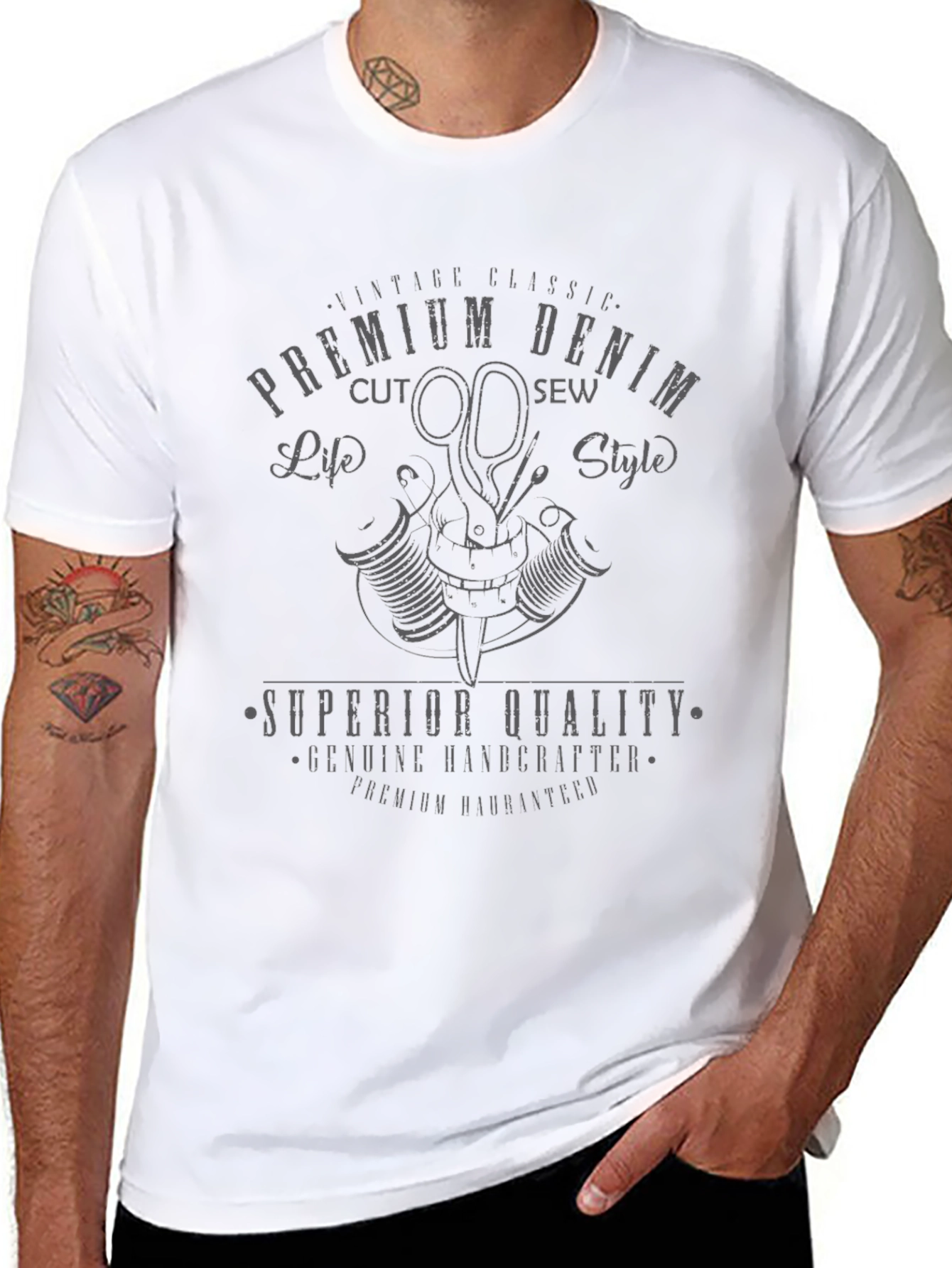 Premium Denim Cut & Sew T-Shirt