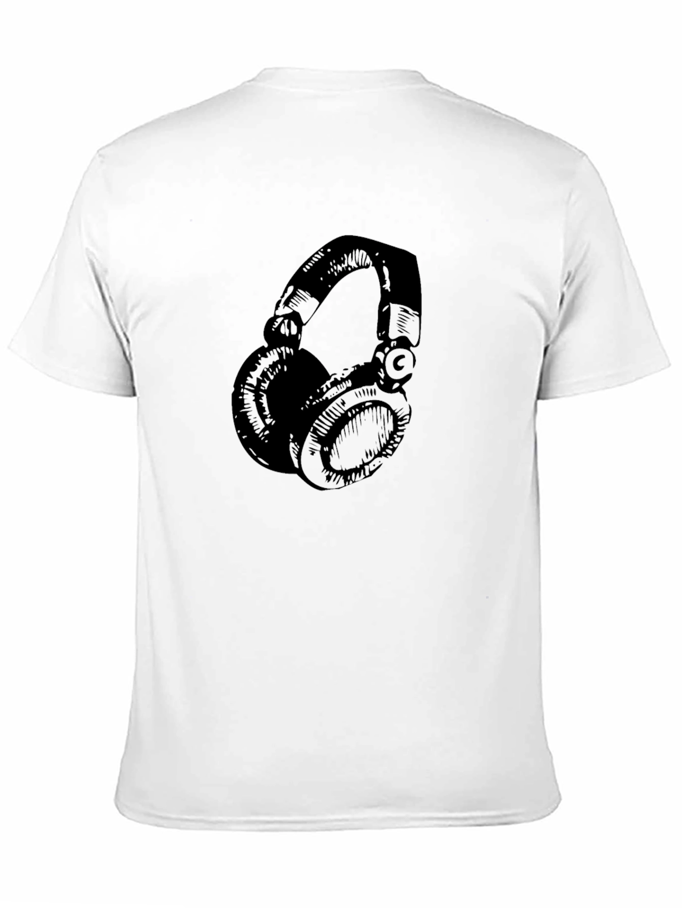 Black Graphic Tee - Headphones Design