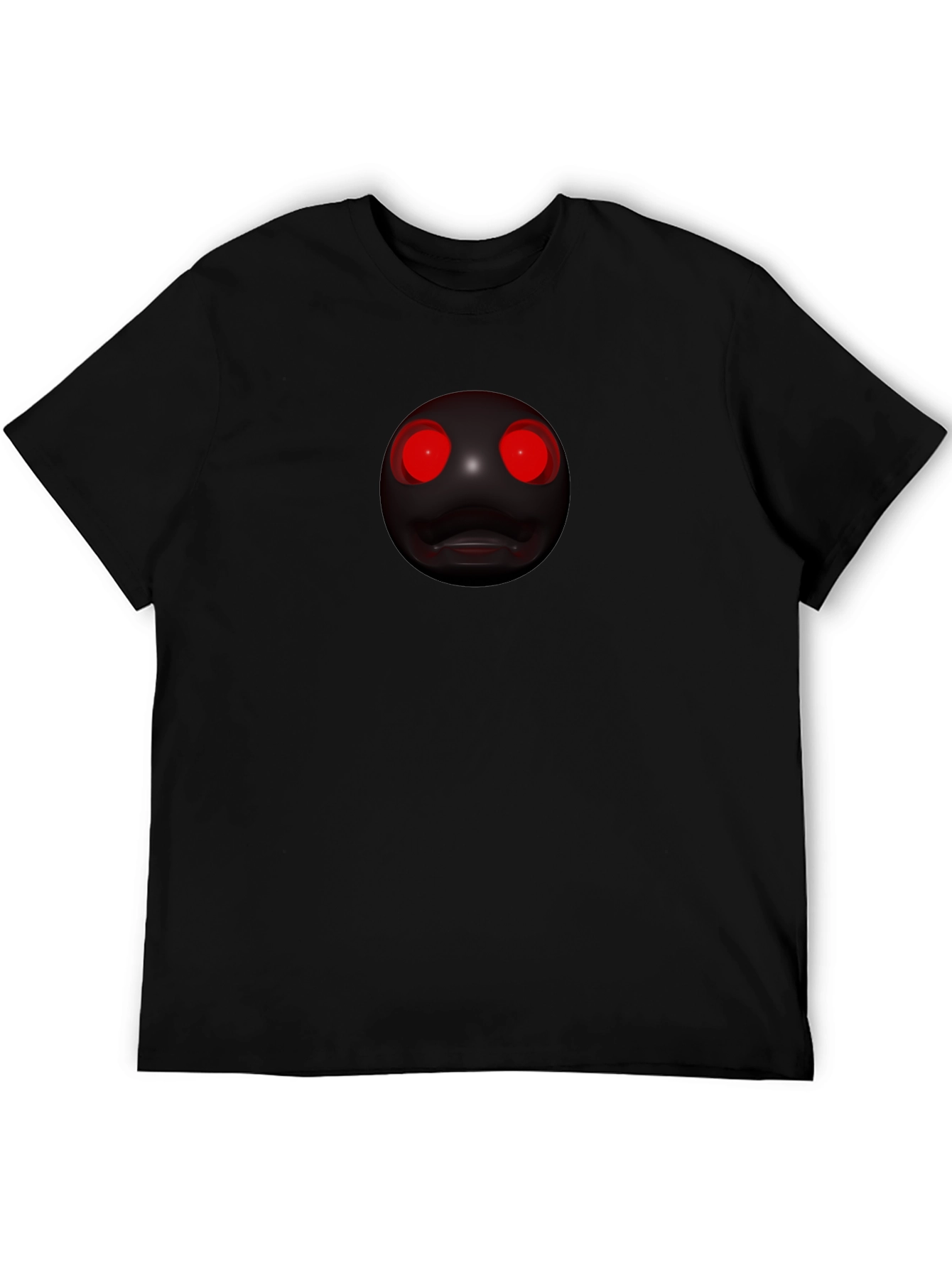 Mens Black T-Shirt with Creepy Red-Eyed Orb Design