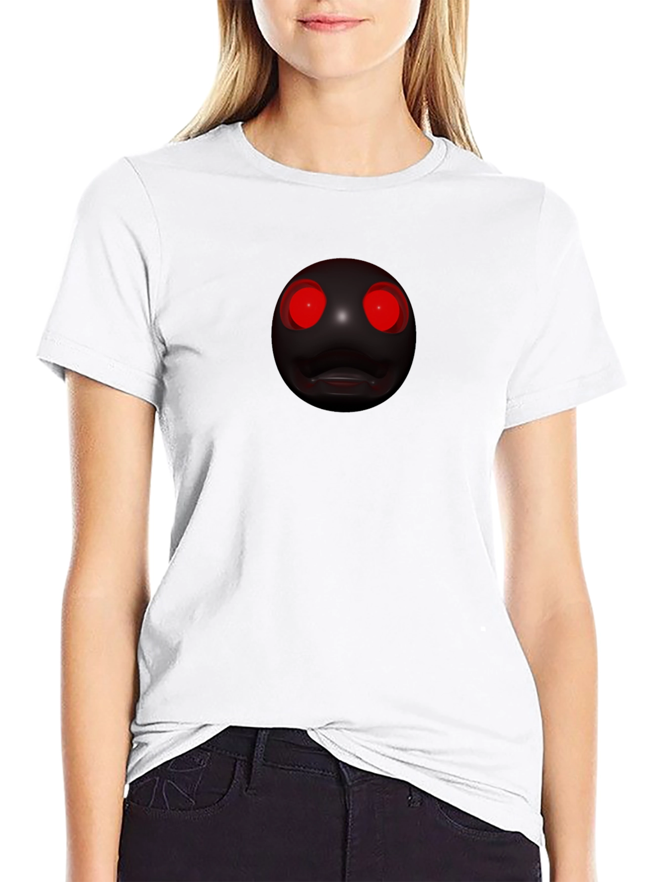 Mens Black T-Shirt with Creepy Red-Eyed Orb Design