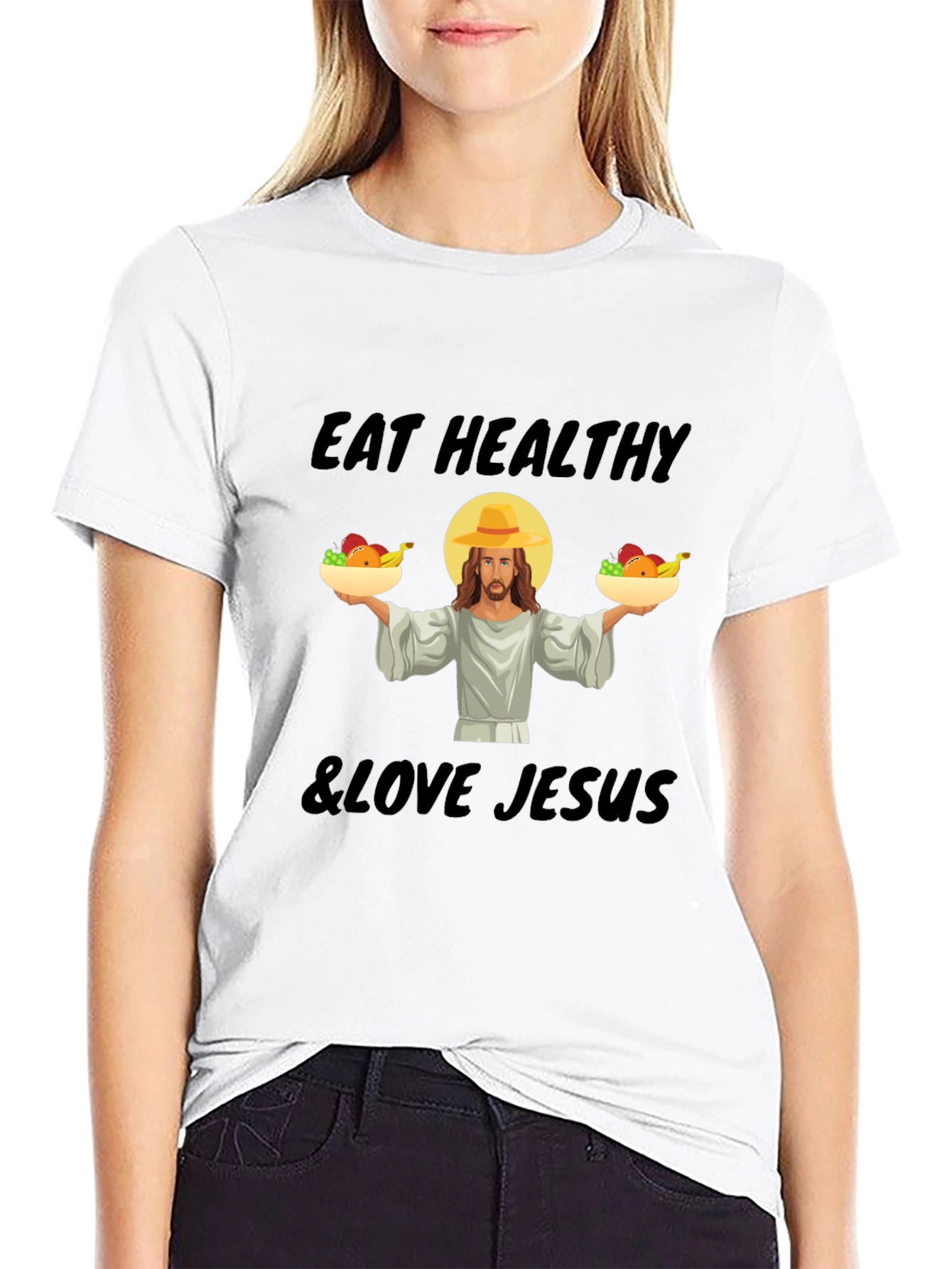 Eat Healthy & Love Jesus Graphic T-Shirt