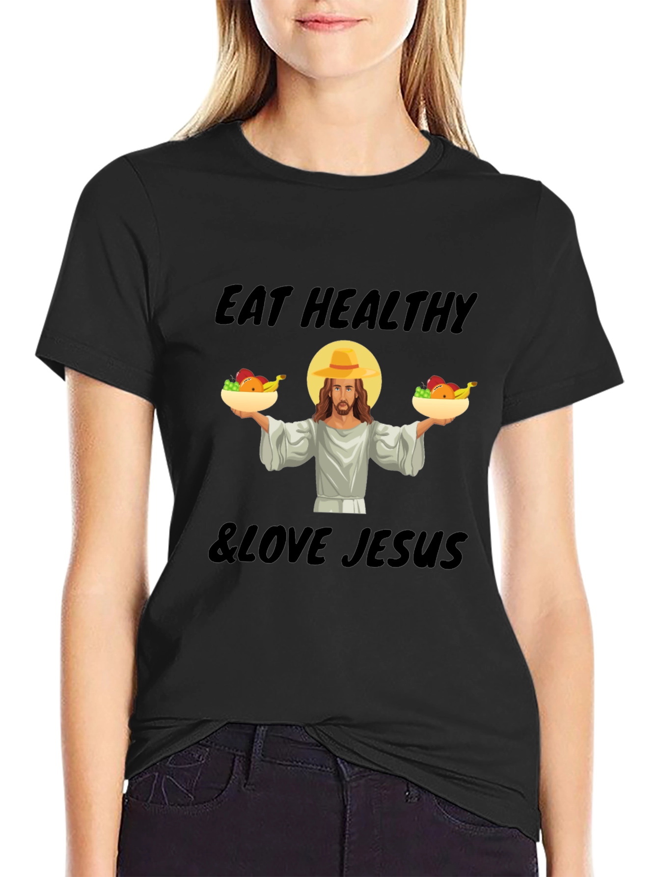 Eat Healthy & Love Jesus Graphic T-Shirt