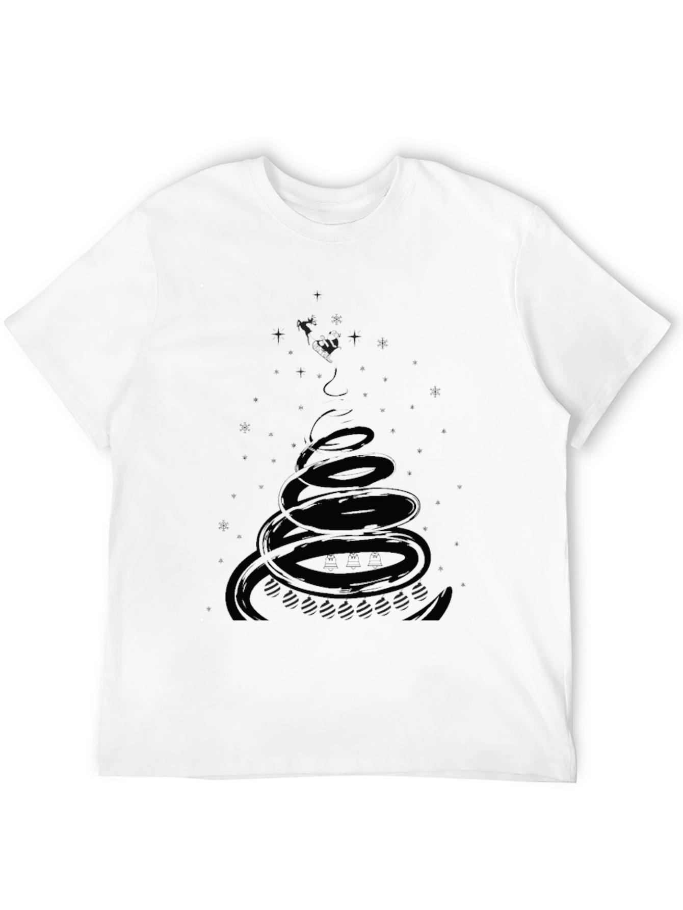 Mens Black Graphic Tee - Spiral Design