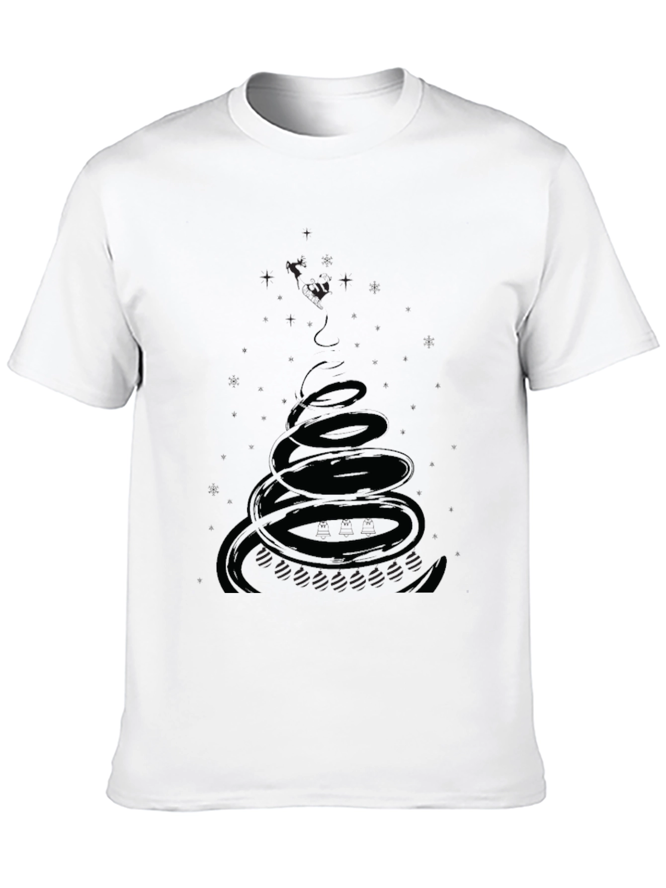 Mens Black Graphic Tee - Spiral Design