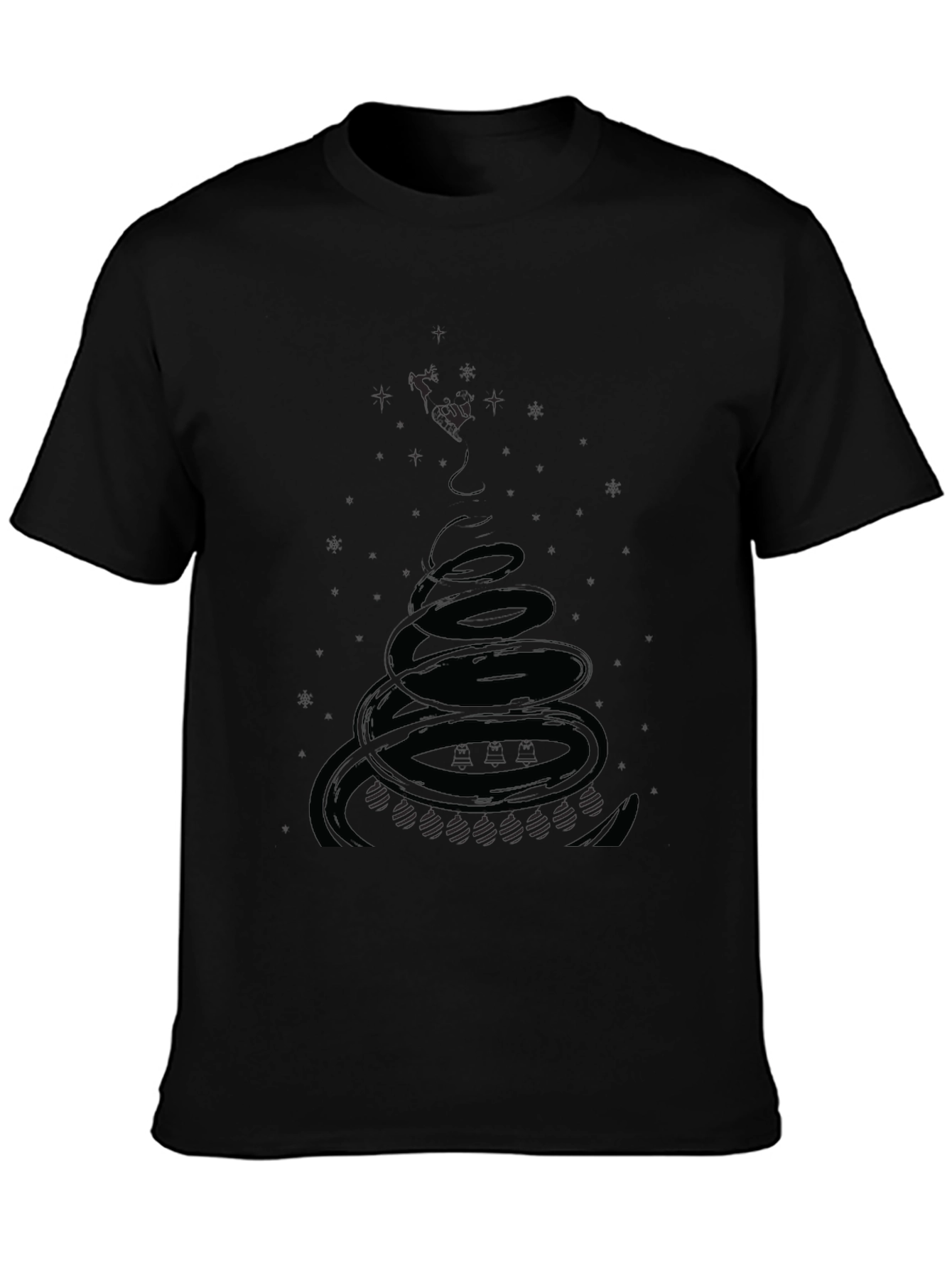 Mens Black Graphic Tee - Spiral Design