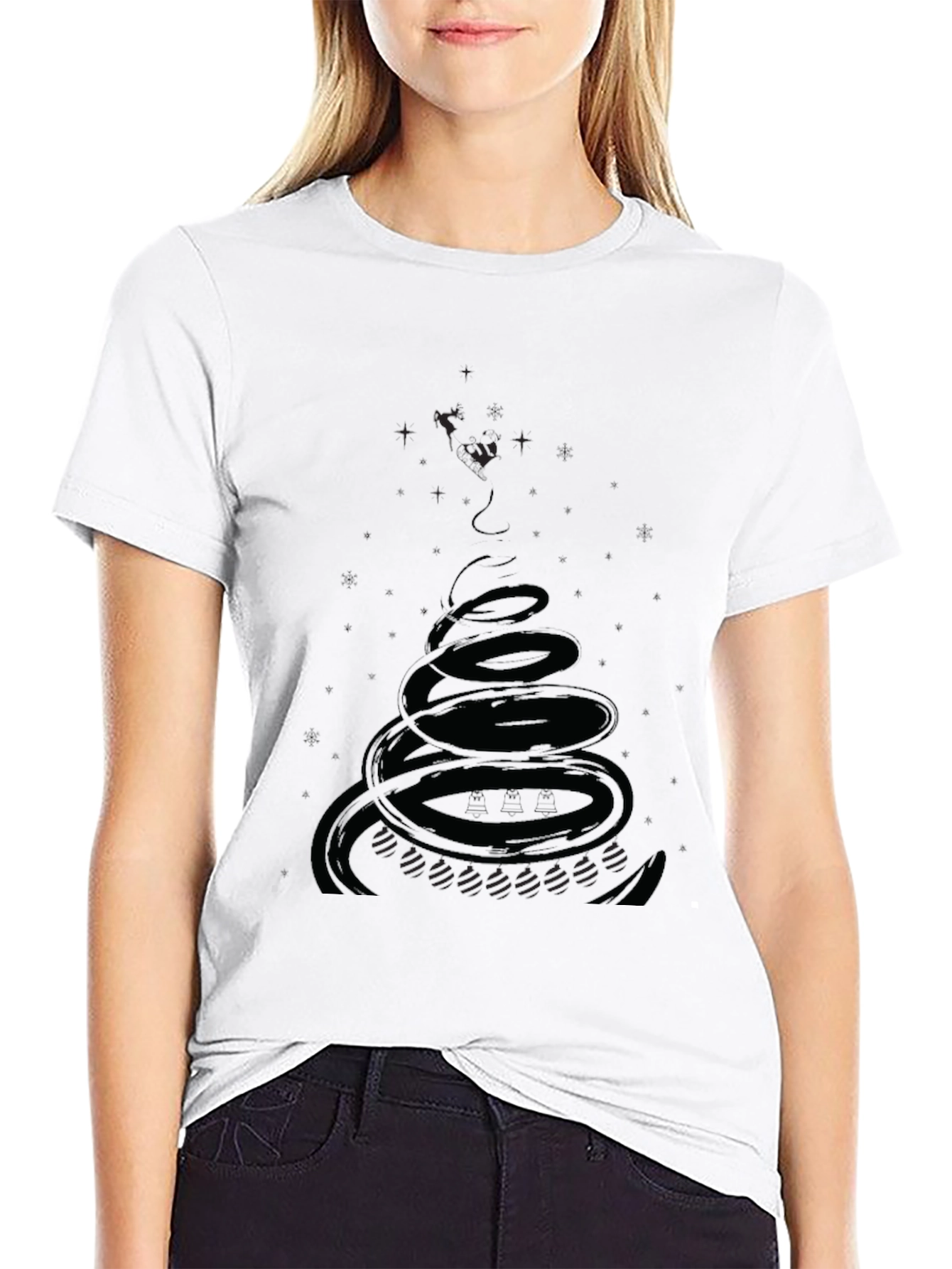 Mens Black Graphic Tee - Spiral Design