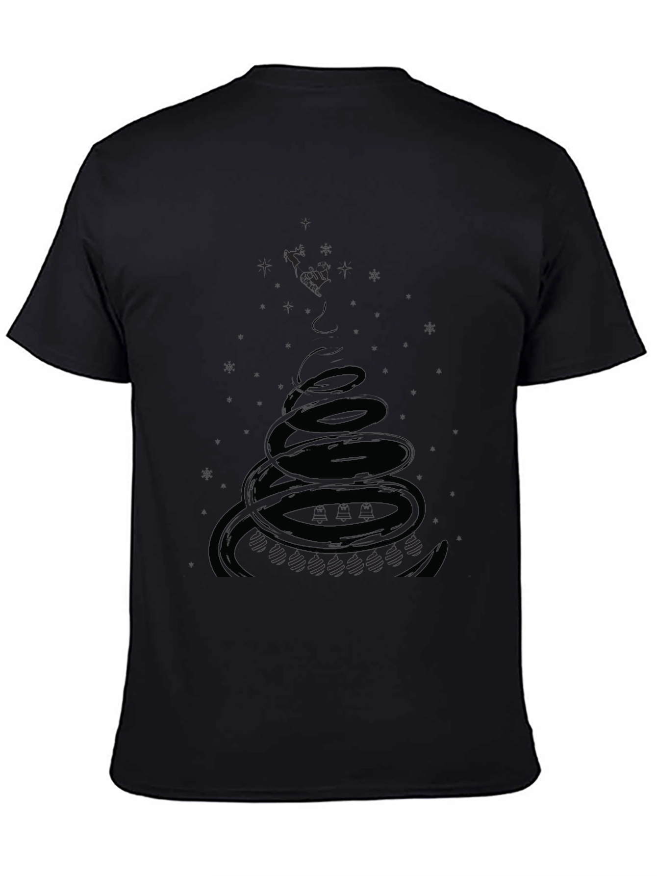 Mens Black Graphic Tee - Spiral Design