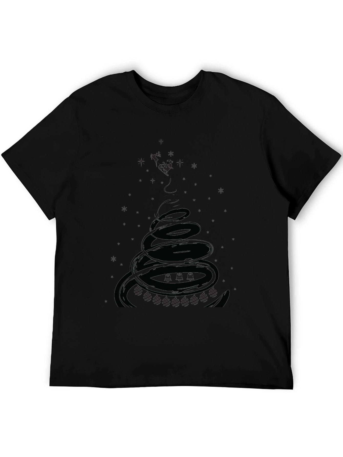Mens Black Graphic Tee - Spiral Design