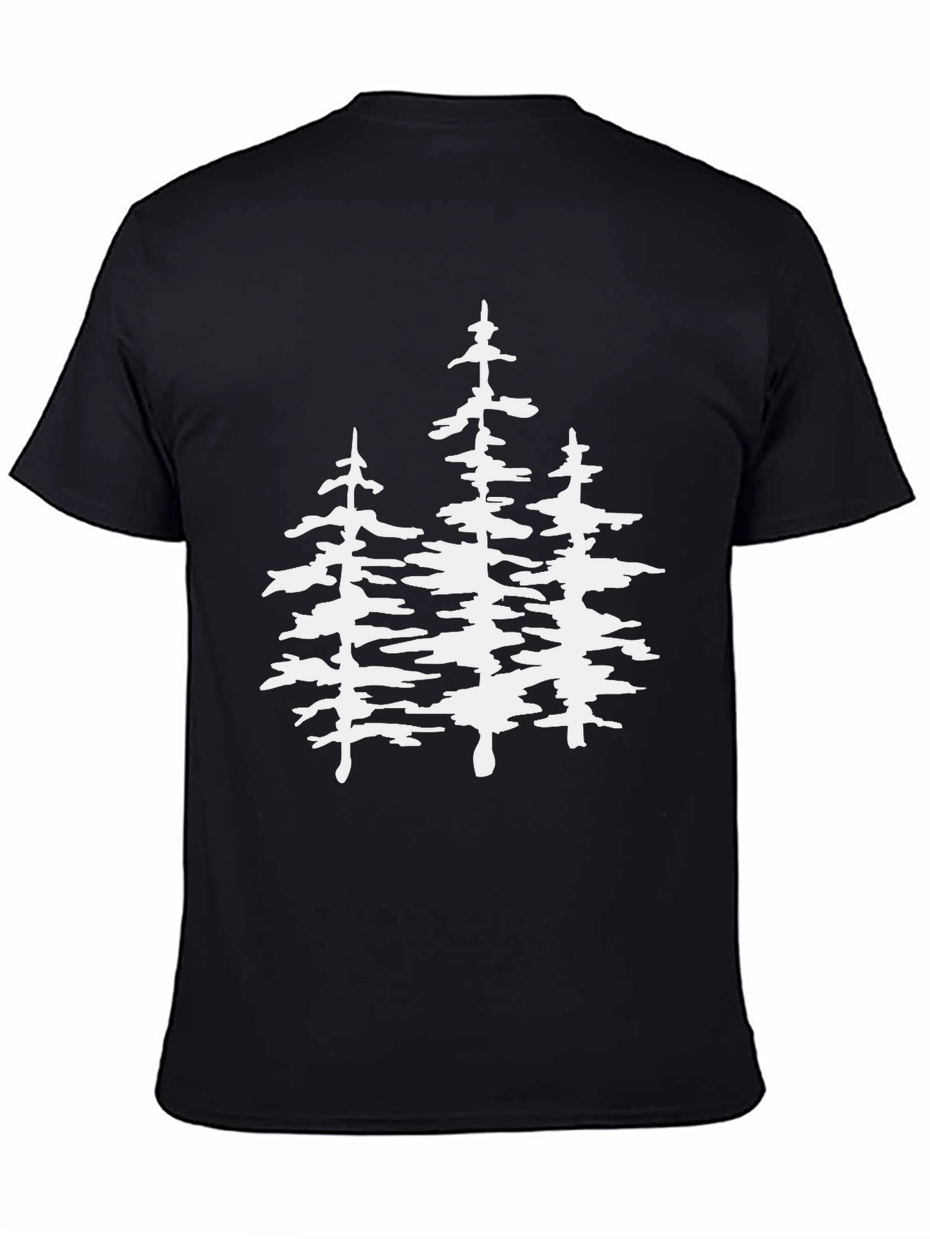 Black T-Shirt with White Pine Tree Graphic