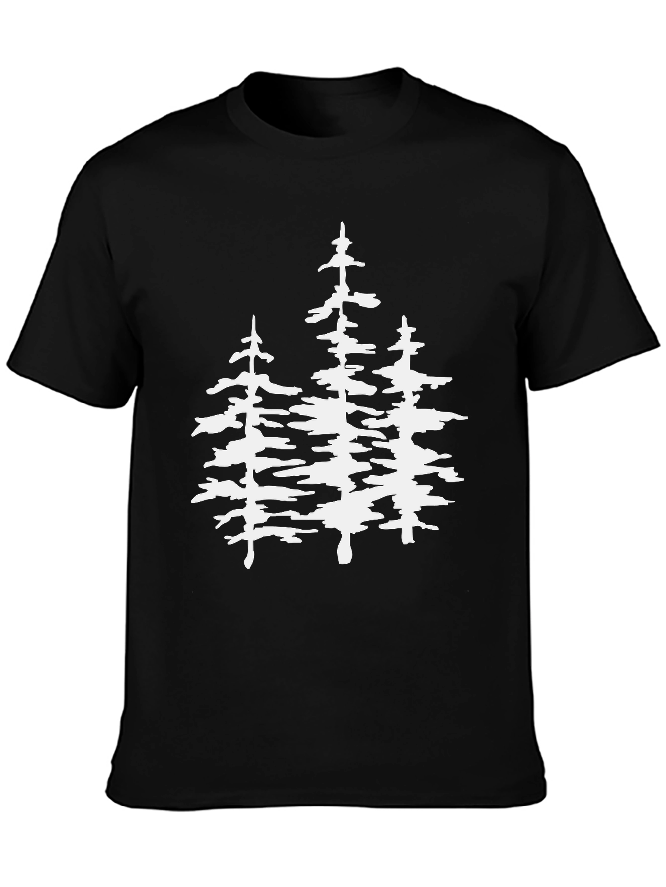 Black T-Shirt with White Pine Tree Graphic