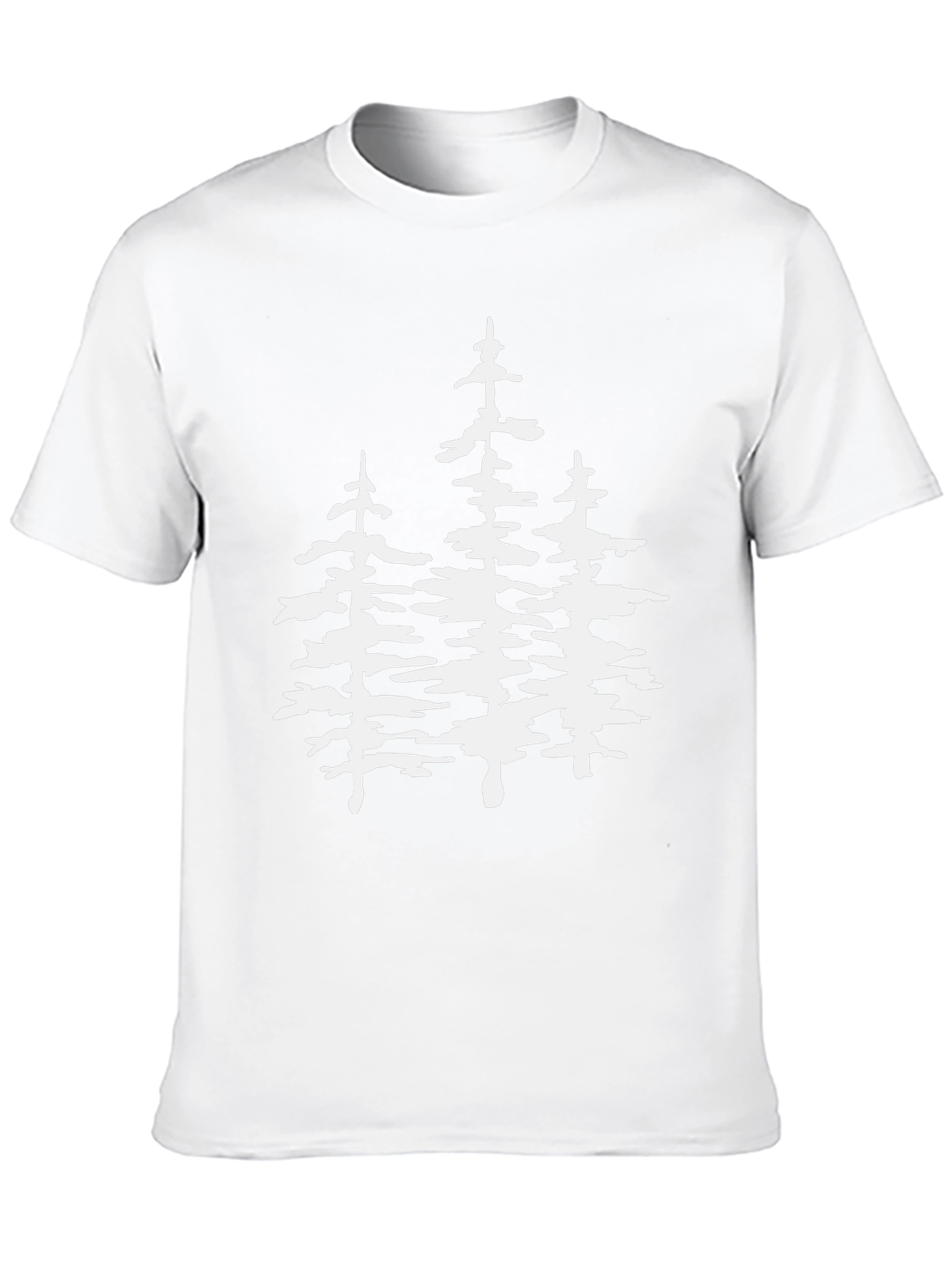 Black T-Shirt with White Pine Tree Graphic