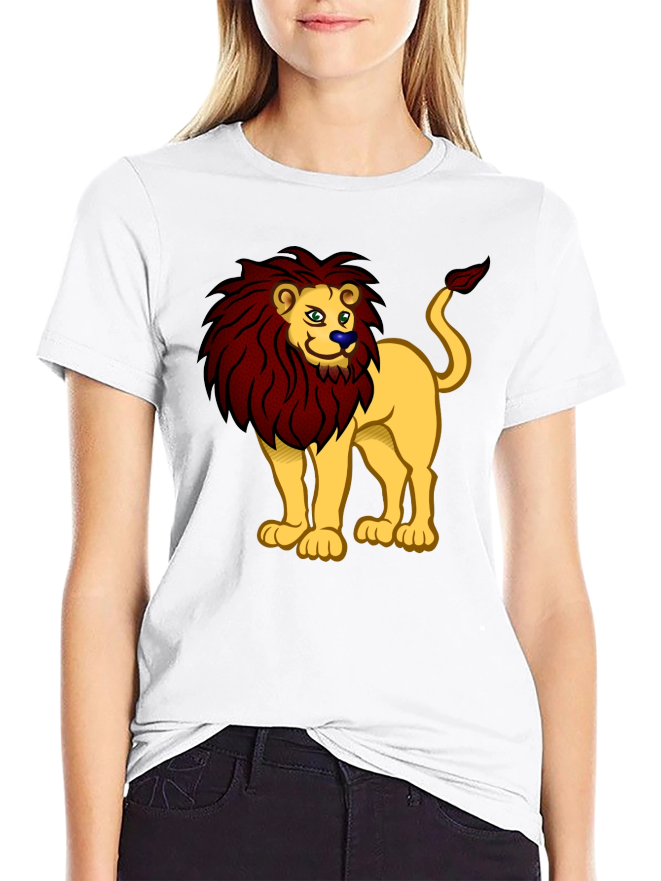 Cartoon Lion Graphic Tee - Unisex Black T-Shirt