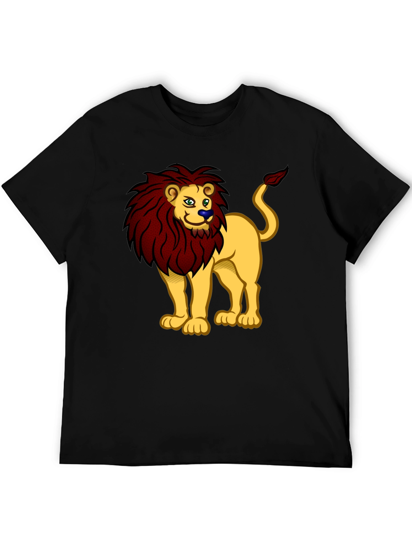 Cartoon Lion Graphic Tee - Unisex Black T-Shirt