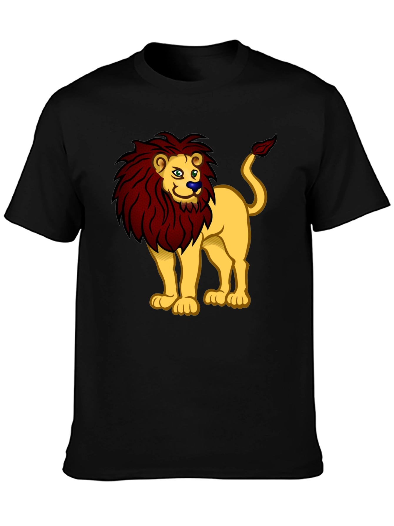 Cartoon Lion Graphic Tee - Unisex Black T-Shirt
