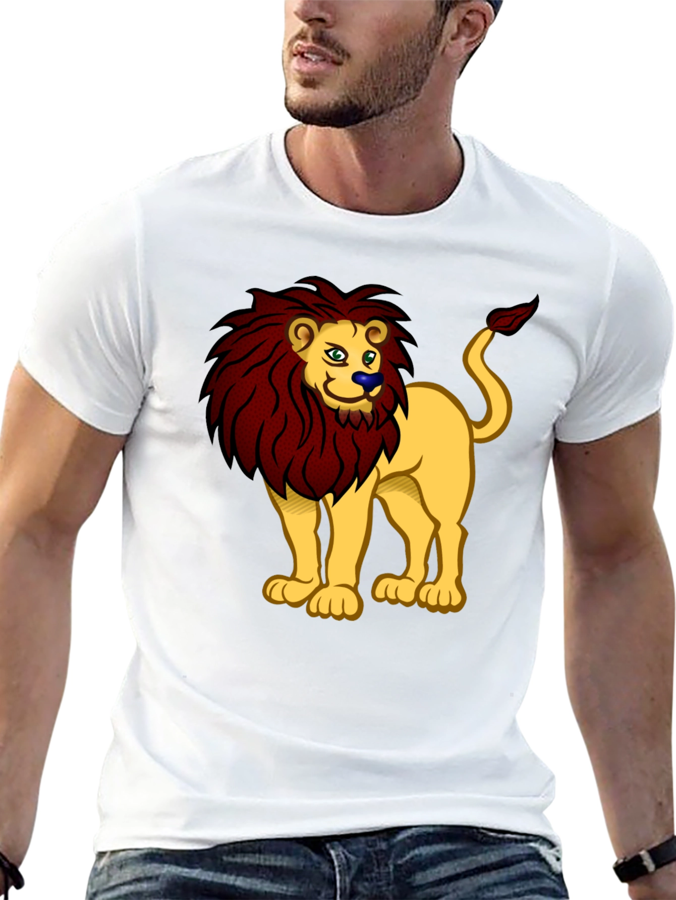 Cartoon Lion Graphic Tee - Unisex Black T-Shirt