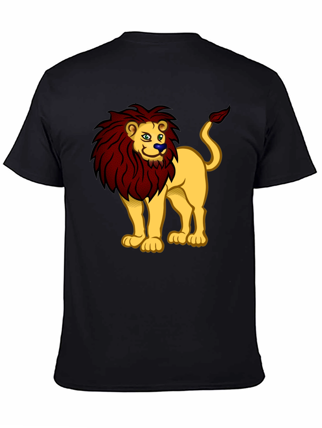 Cartoon Lion Graphic Tee - Unisex Black T-Shirt