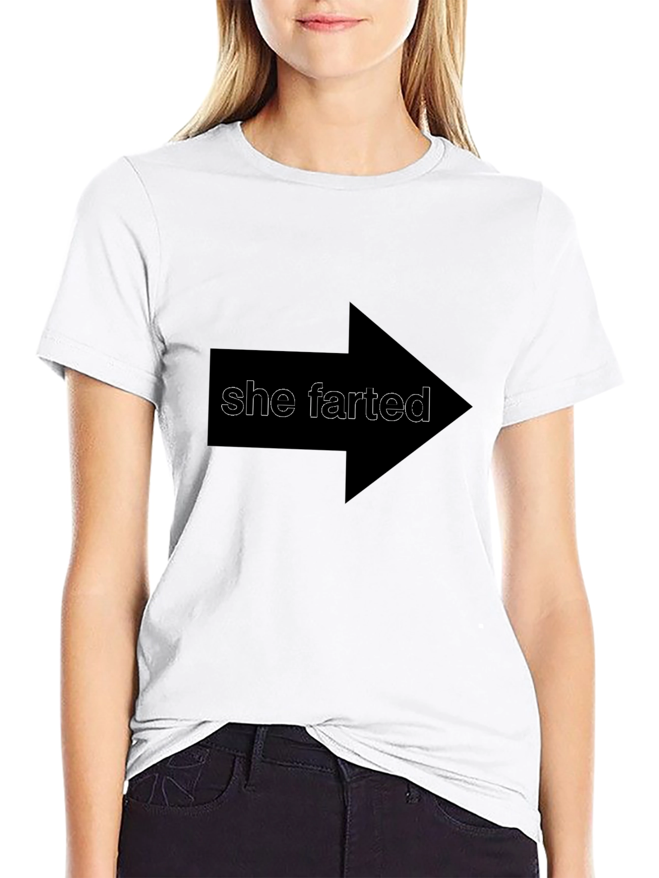 Humorous She Farted Graphic Tee - Black