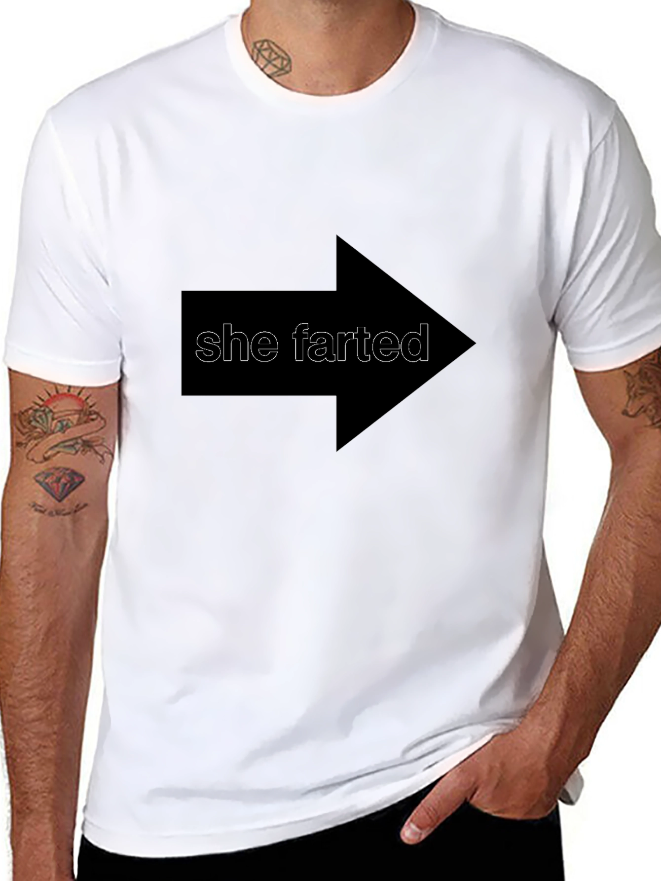 Humorous She Farted Graphic Tee - Black