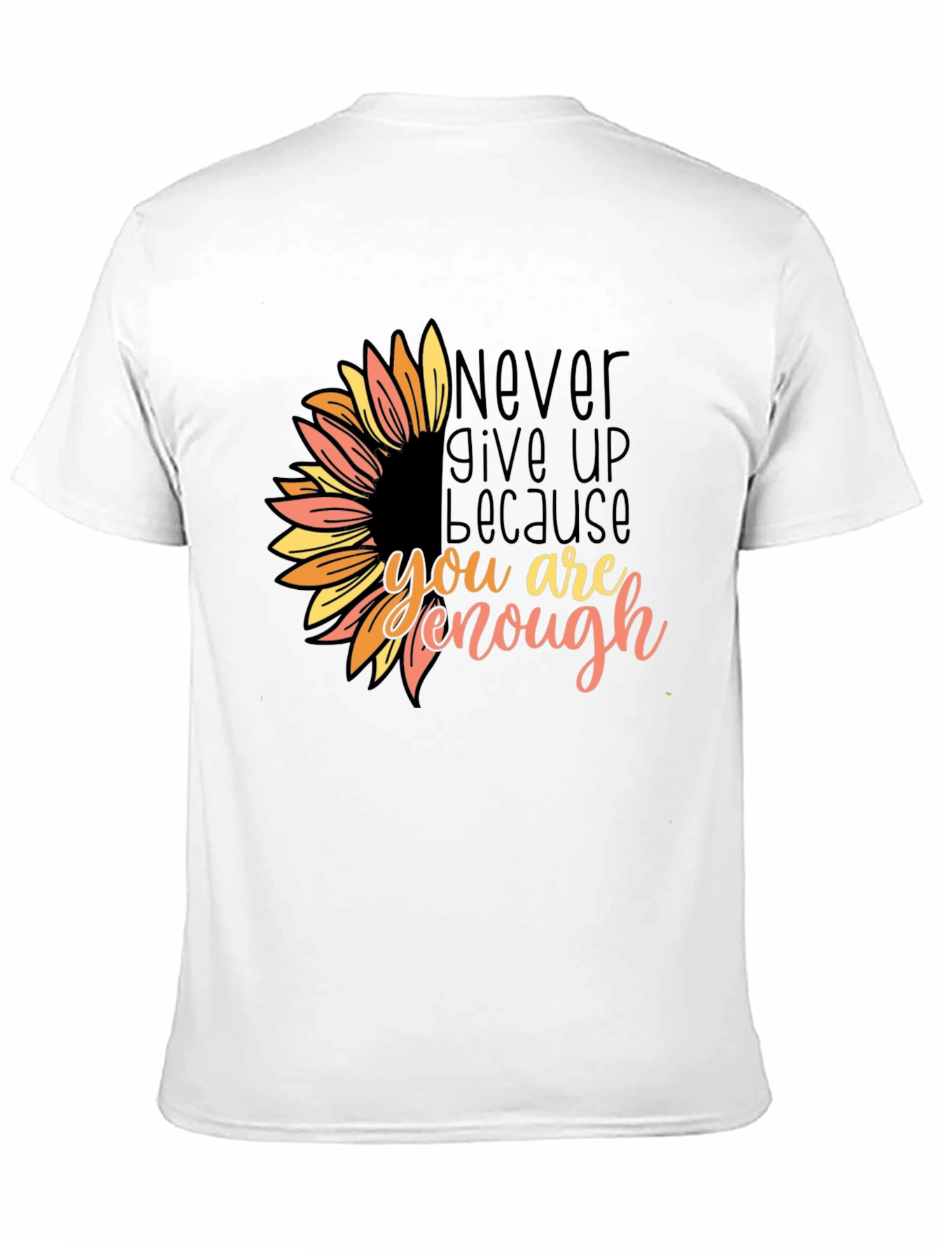 Inspirational Sunflower Graphic Tee - Never Give Up