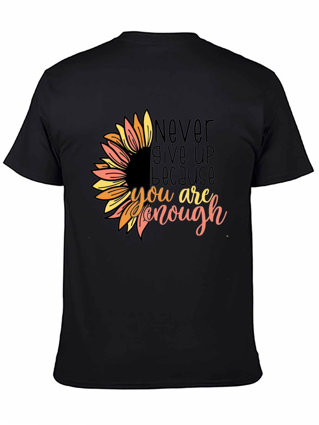 Inspirational Sunflower Graphic Tee - Never Give Up