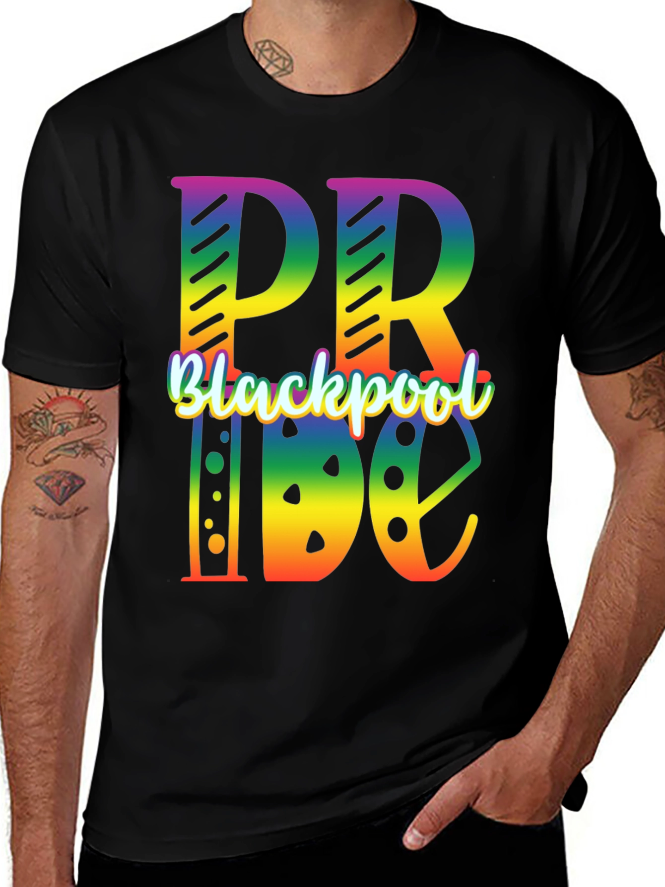 Blackpool Pride T-Shirt - Rainbow Graphic