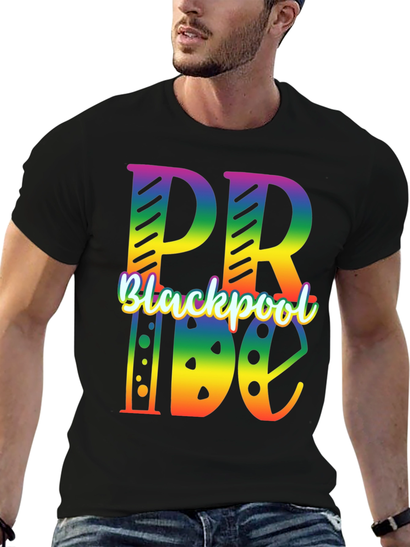 Blackpool Pride T-Shirt - Rainbow Graphic