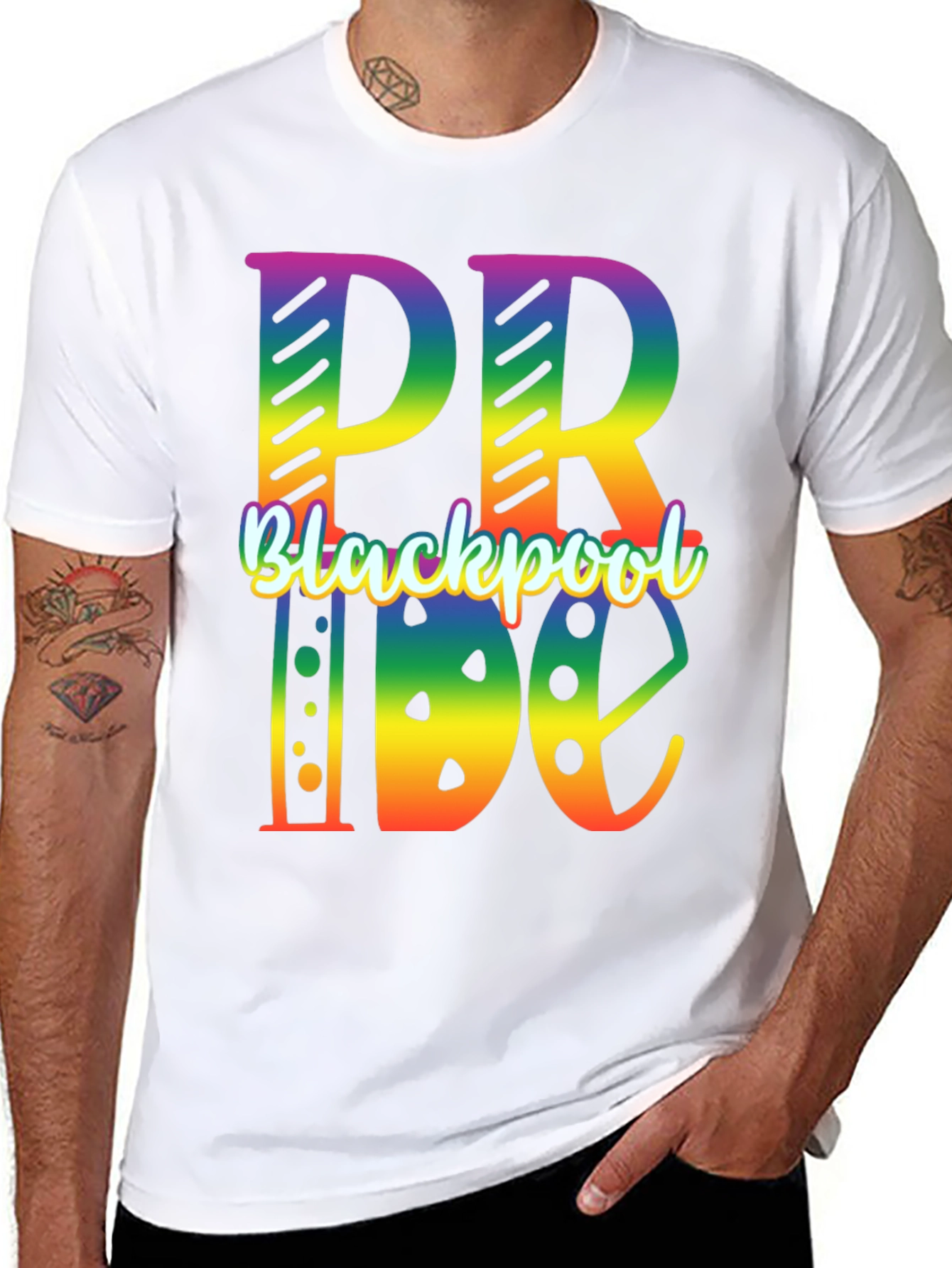 Blackpool Pride T-Shirt - Rainbow Graphic