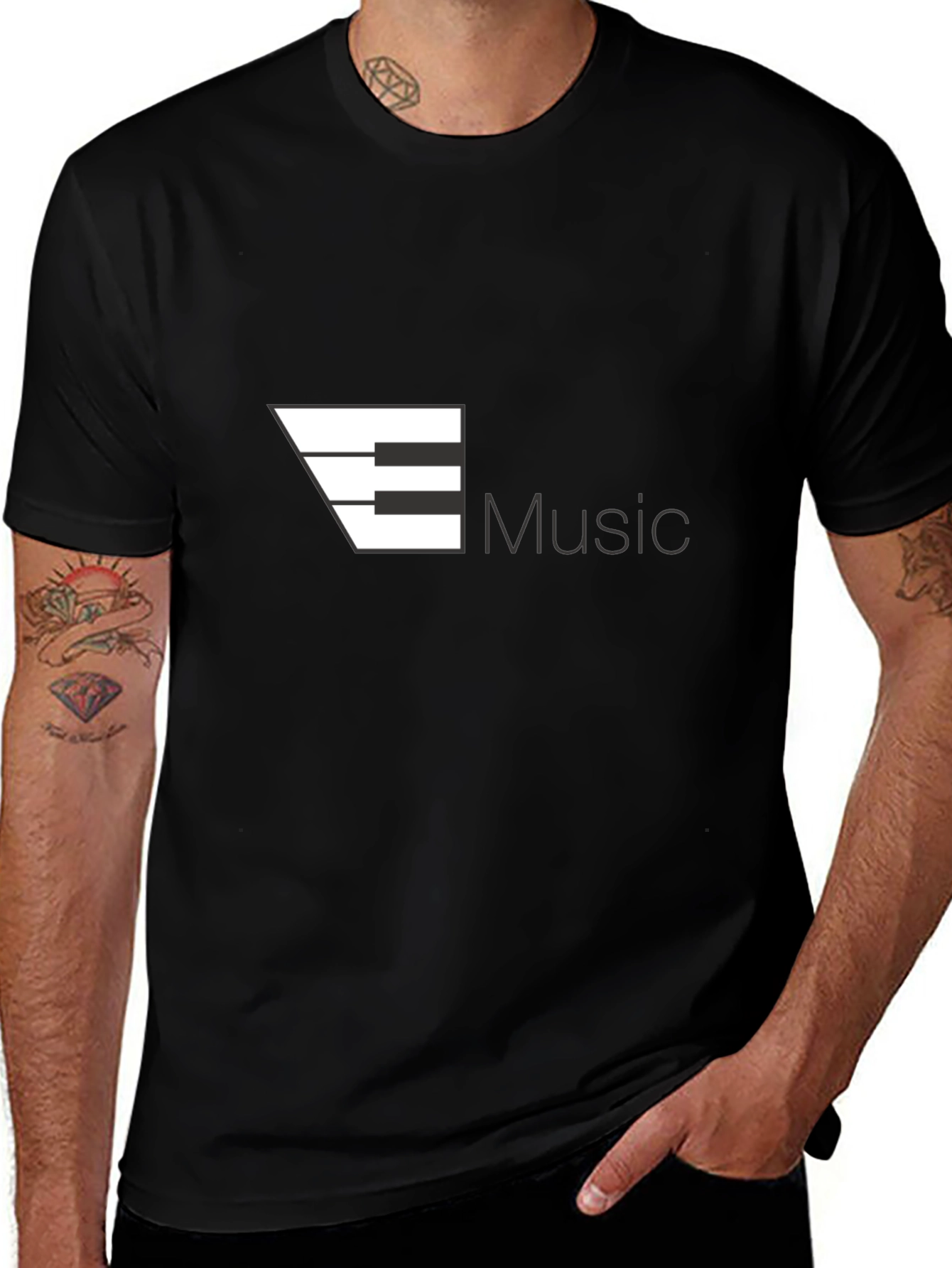 Music Piano T-Shirt - Black Cotton Graphic Tee