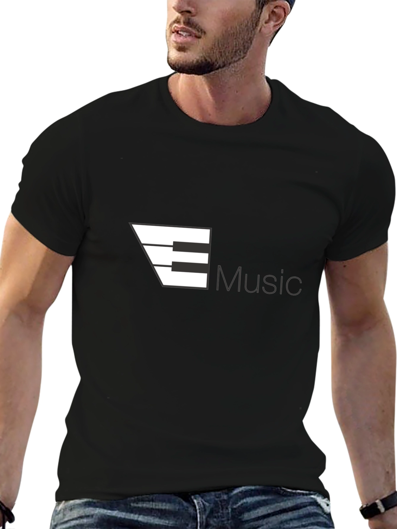 Music Piano T-Shirt - Black Cotton Graphic Tee