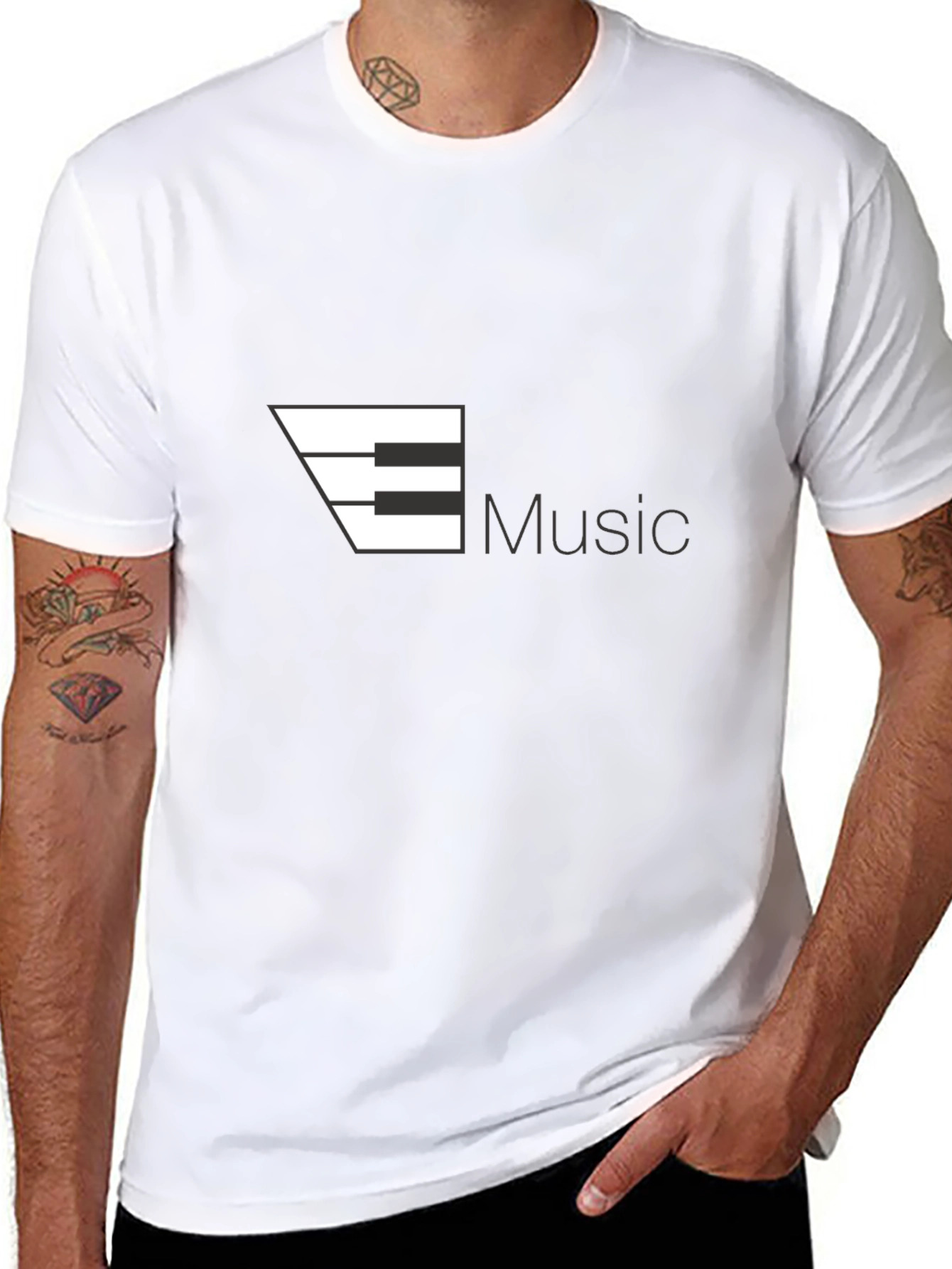 Music Piano T-Shirt - Black Cotton Graphic Tee