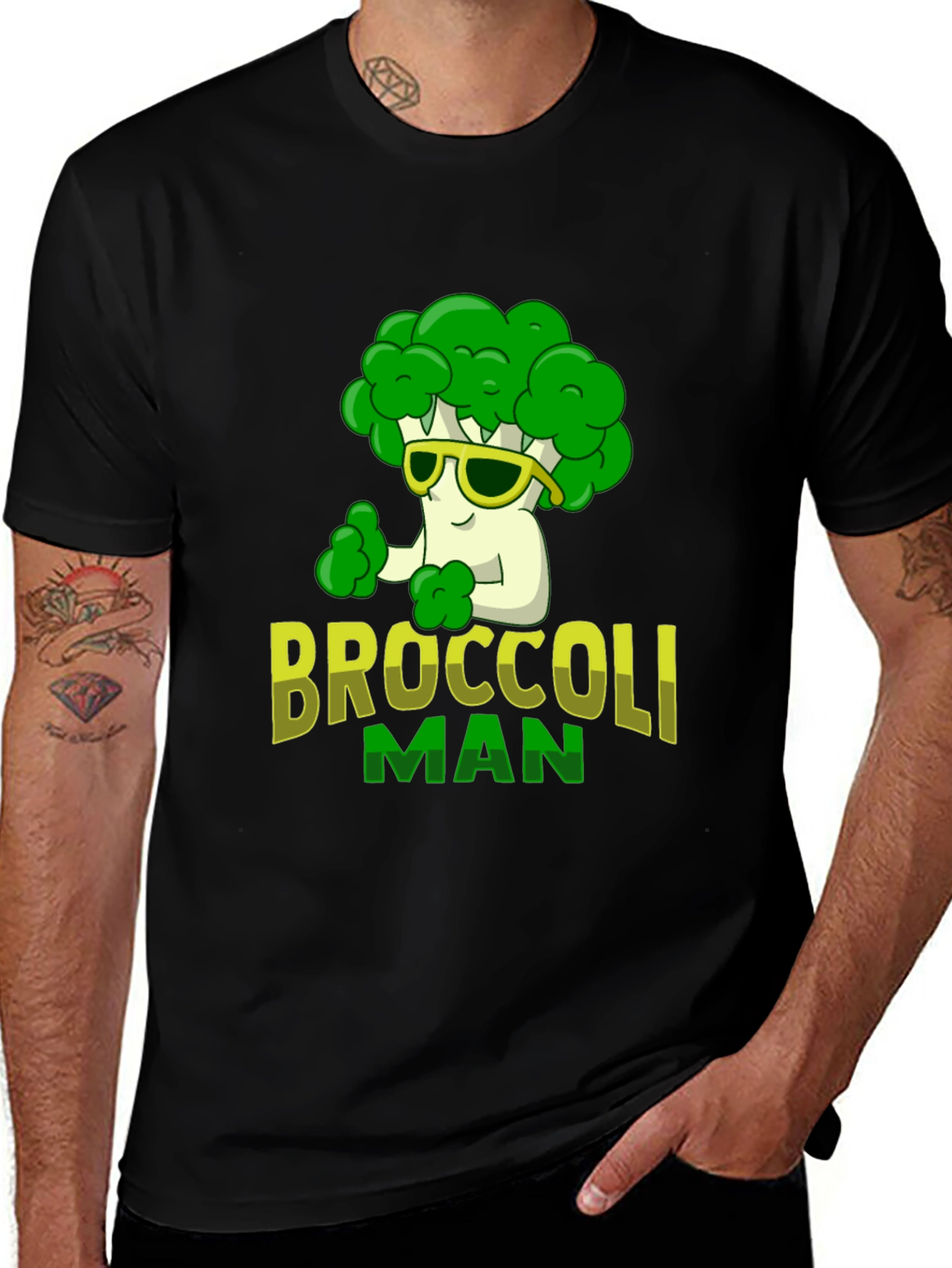 Broccoli Man Graphic T-Shirt - Funny Veggie Tee