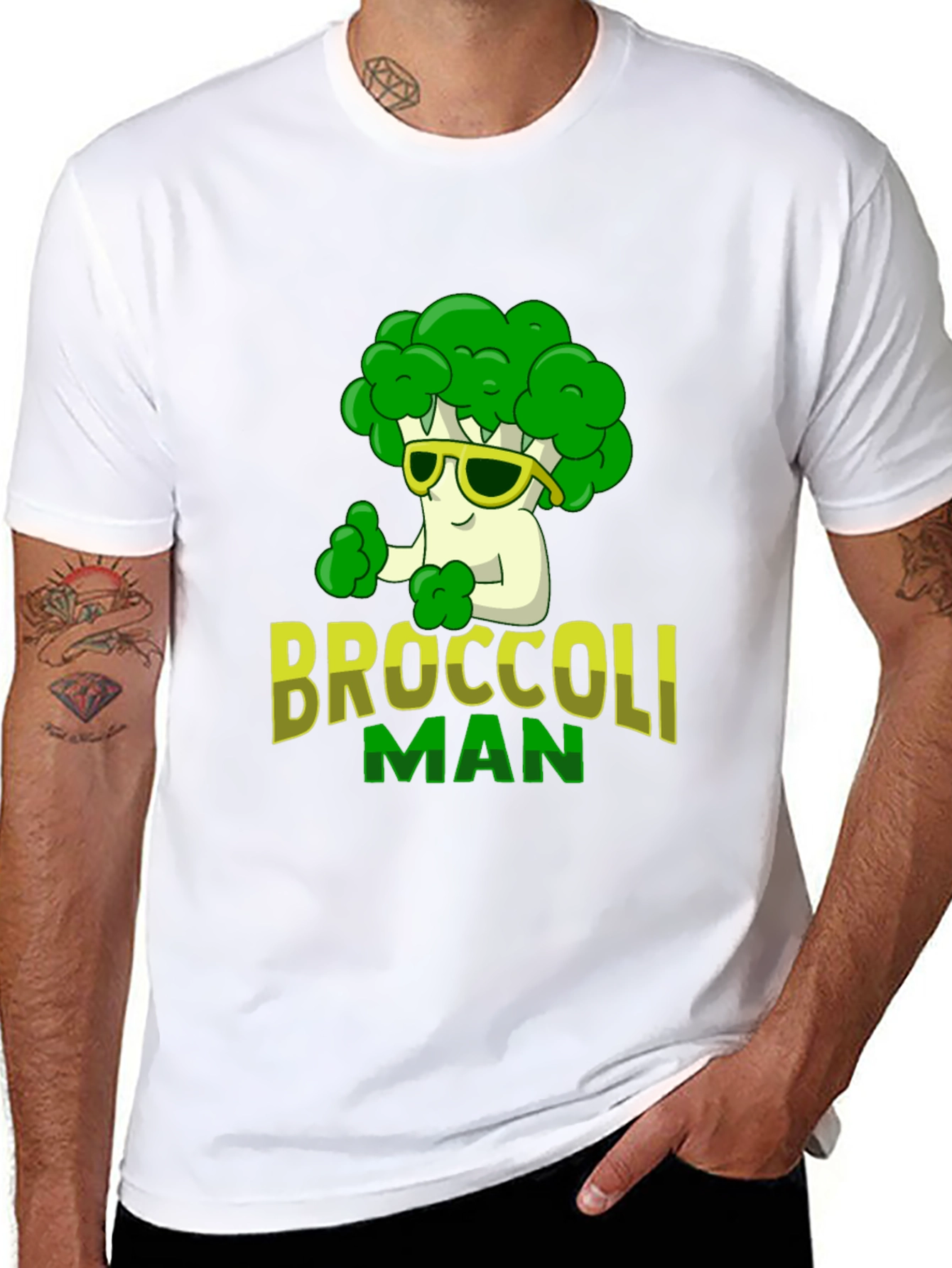 Broccoli Man Graphic T-Shirt - Funny Veggie Tee