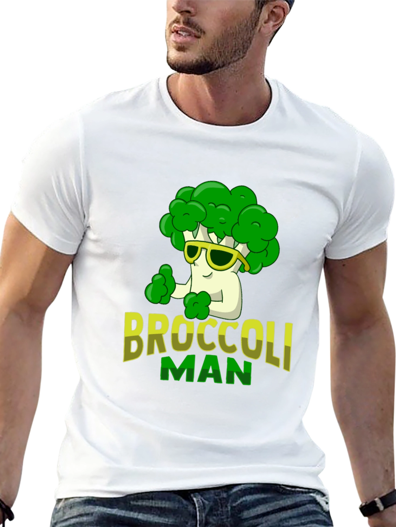Broccoli Man Graphic T-Shirt - Funny Veggie Tee