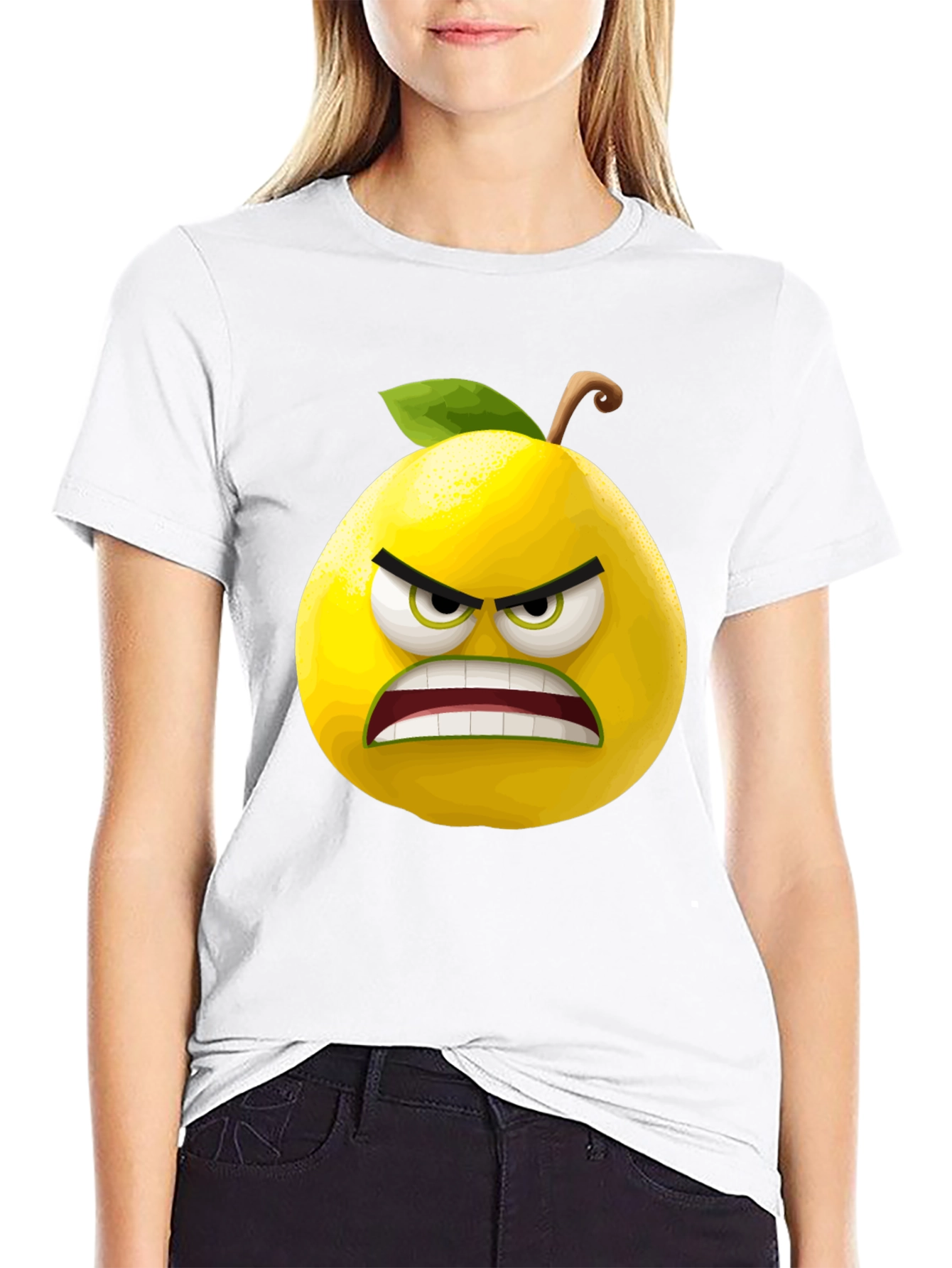 Angry Lemon Graphic Tee - Black Cotton T-Shirt