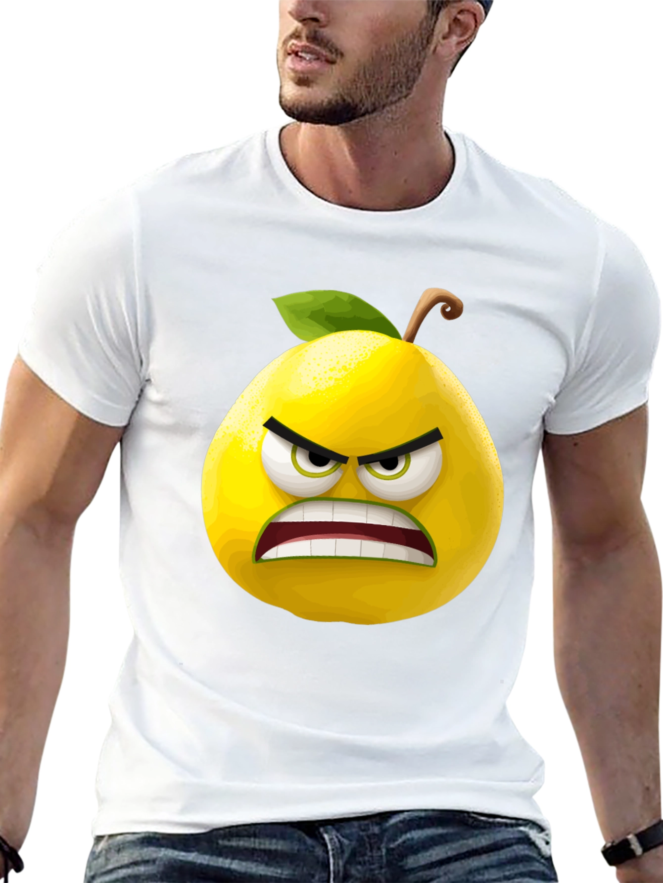 Angry Lemon Graphic Tee - Black Cotton T-Shirt