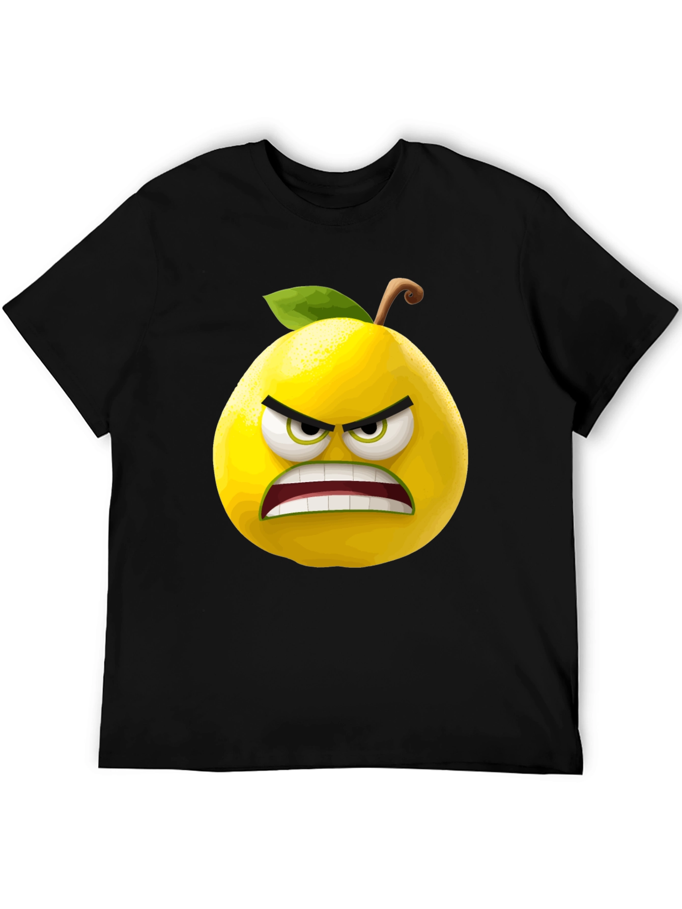 Angry Lemon Graphic Tee - Black Cotton T-Shirt