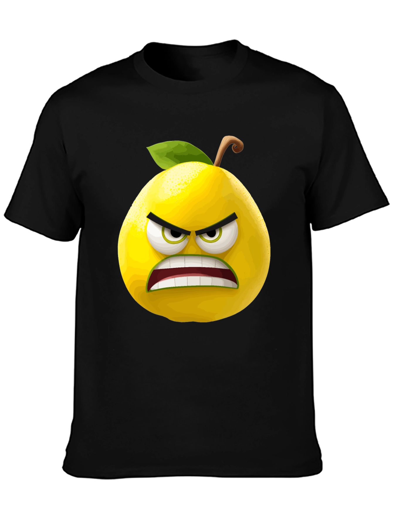 Angry Lemon Graphic Tee - Black Cotton T-Shirt