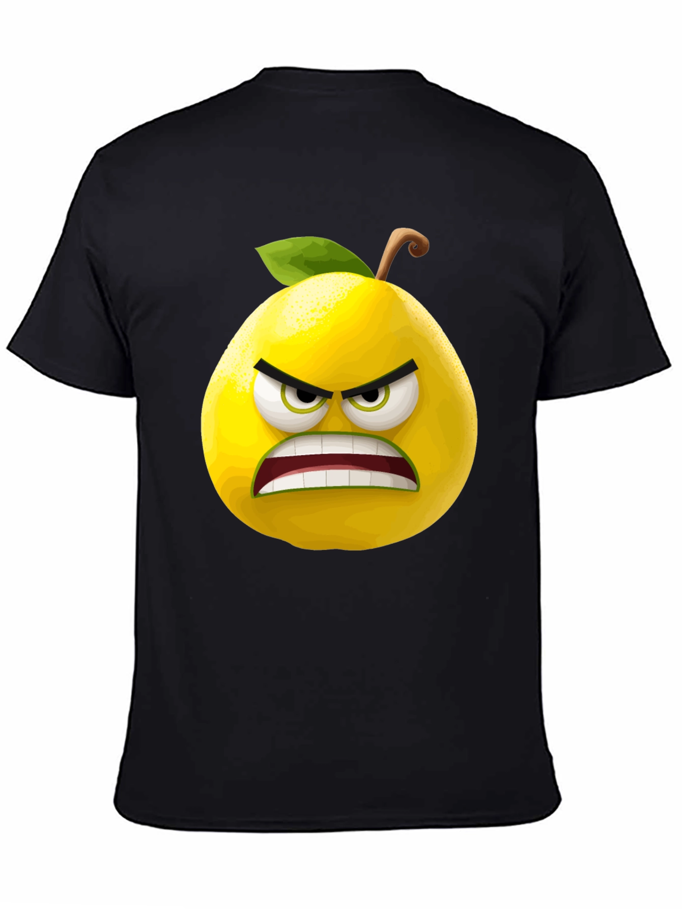 Angry Lemon Graphic Tee - Black Cotton T-Shirt