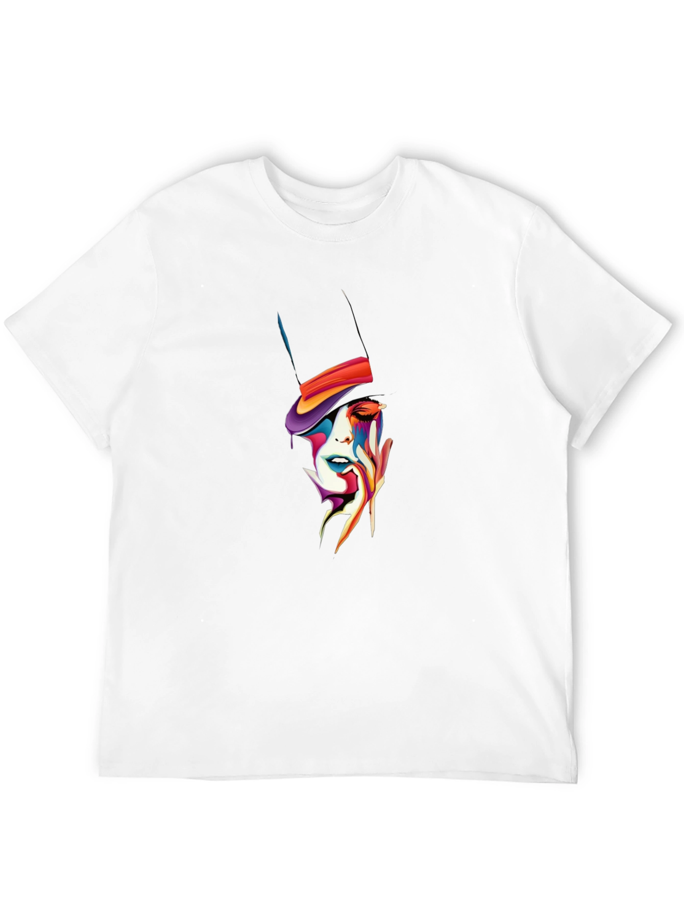 Abstract Face Top Hat Graphic T-Shirt
