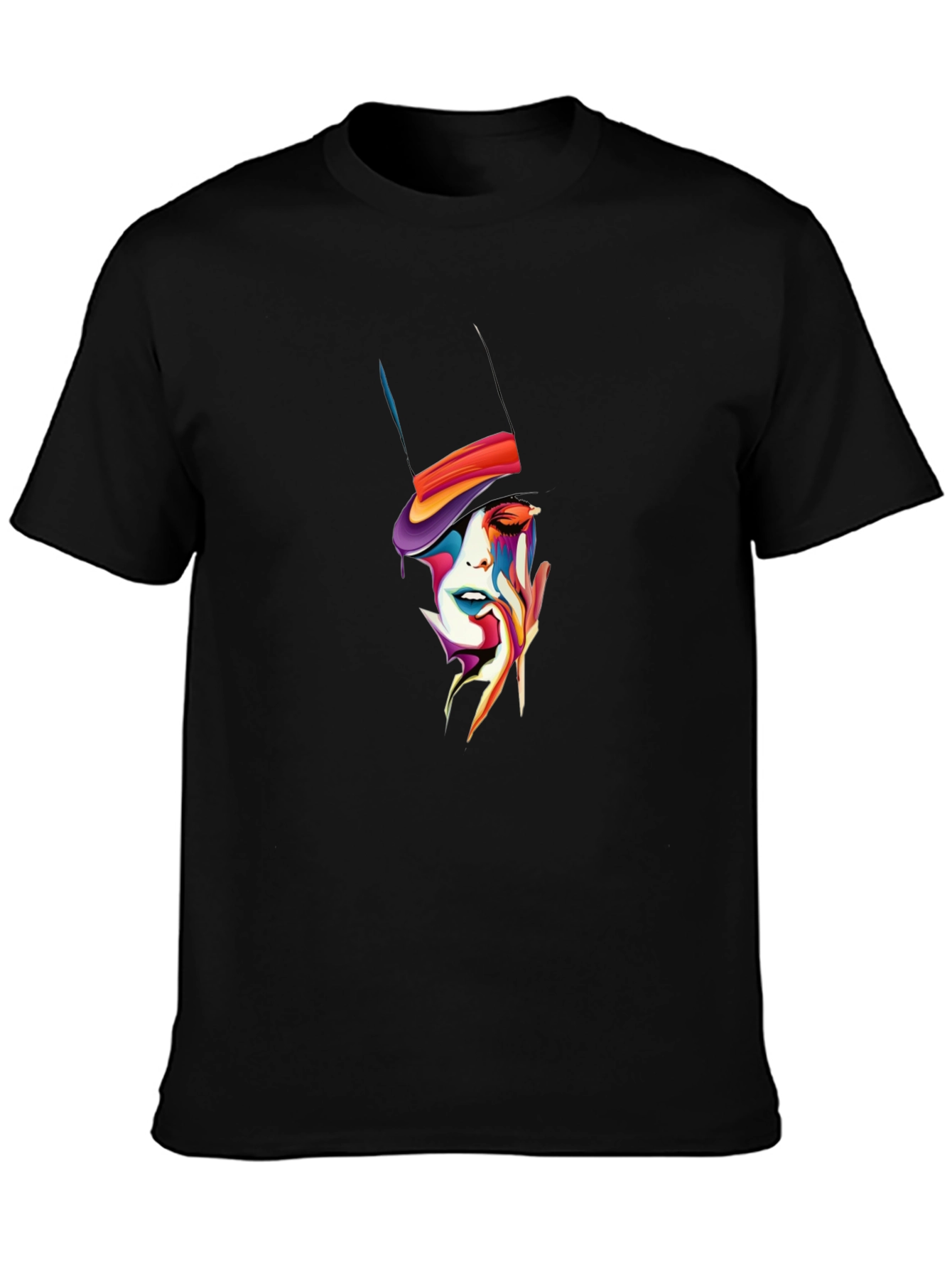 Abstract Face Top Hat Graphic T-Shirt