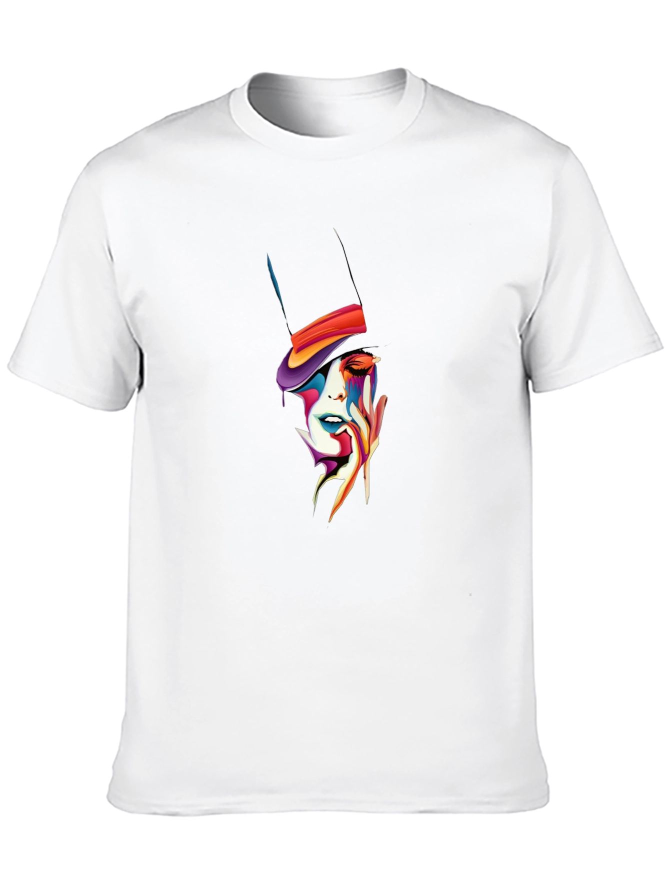 Abstract Face Top Hat Graphic T-Shirt