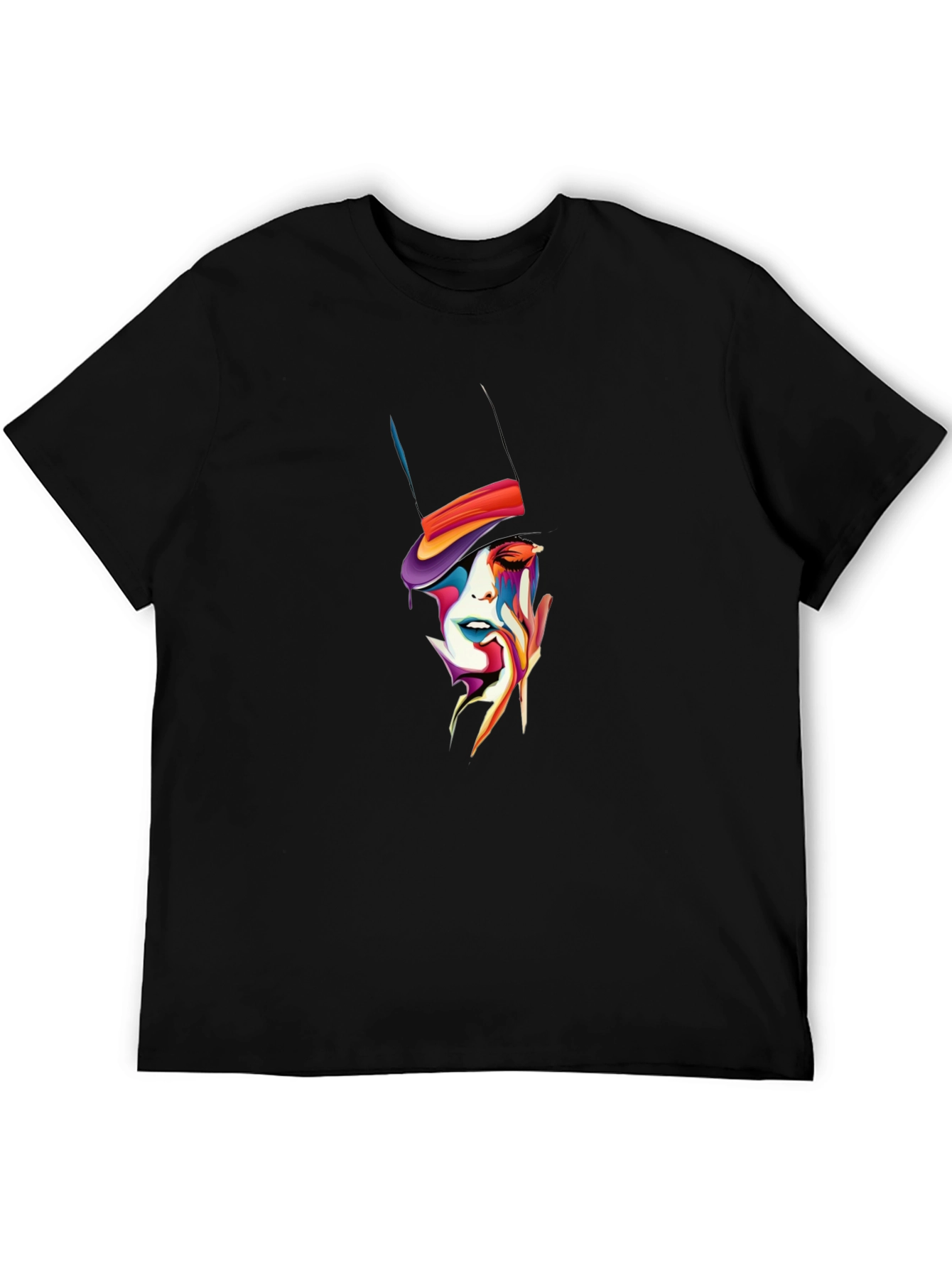 Abstract Face Top Hat Graphic T-Shirt