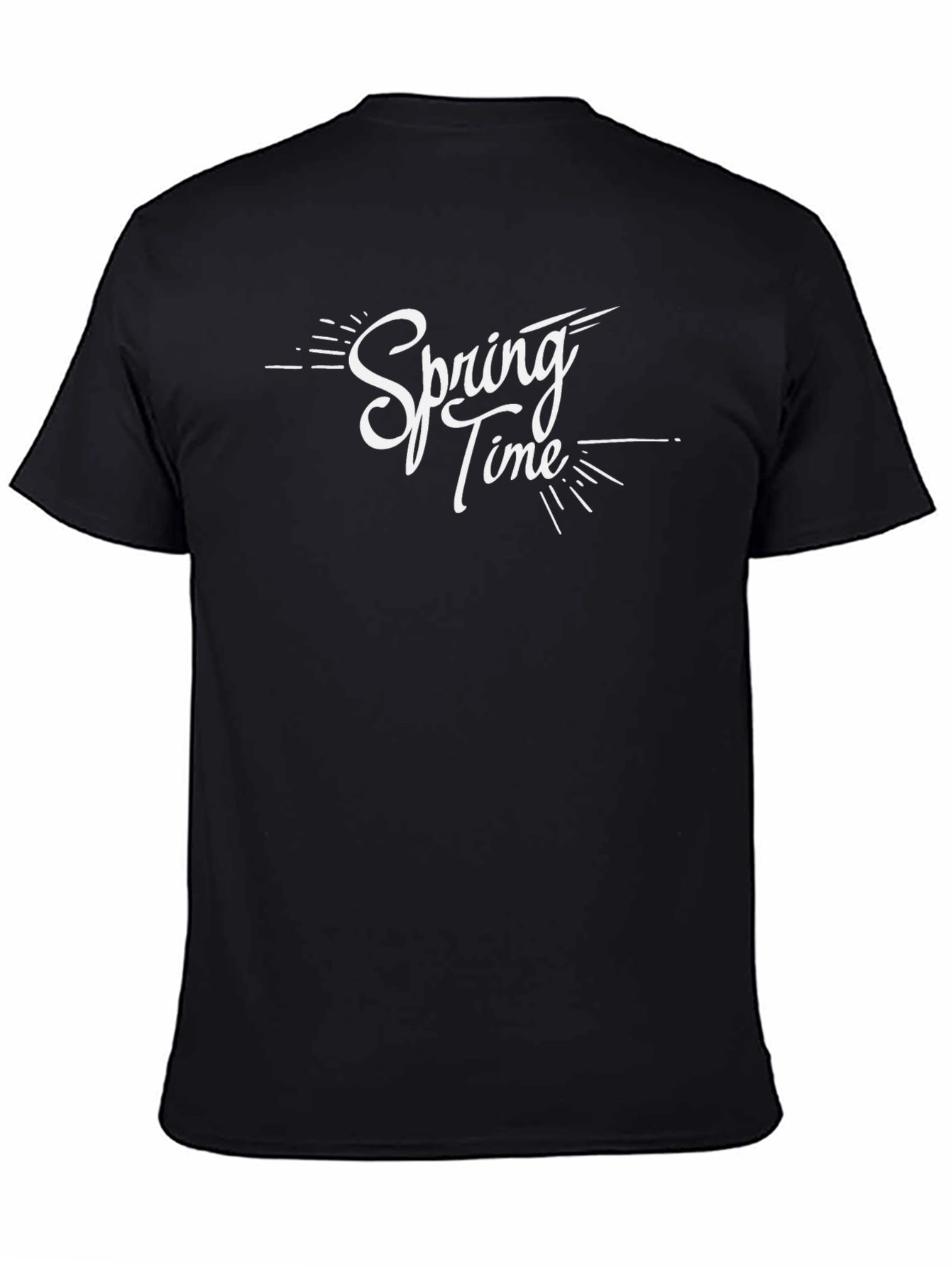 Spring Time Graphic Print Black T-Shirt