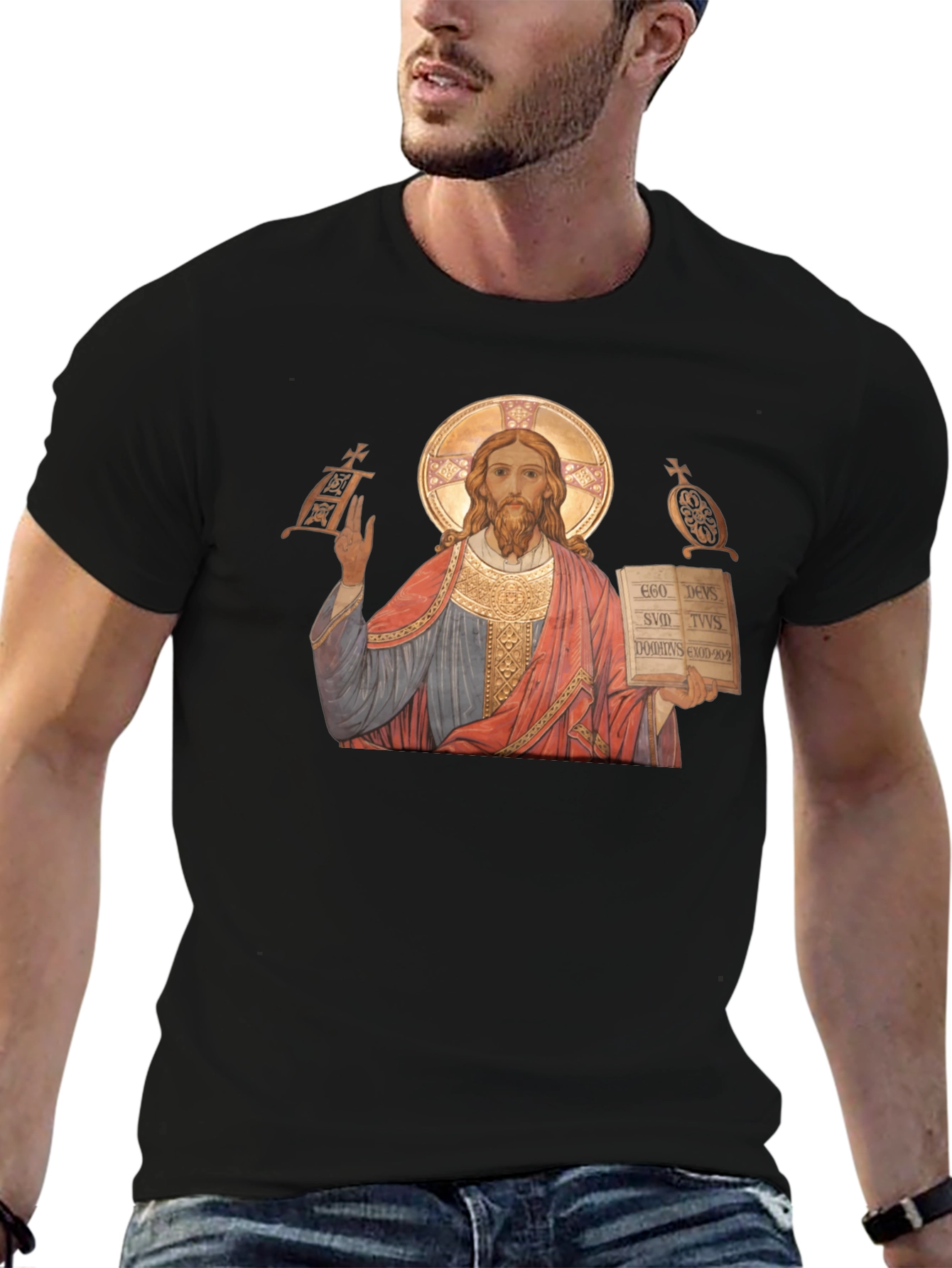 Jesus Christ Icon Graphic T-Shirt - Religious Apparel