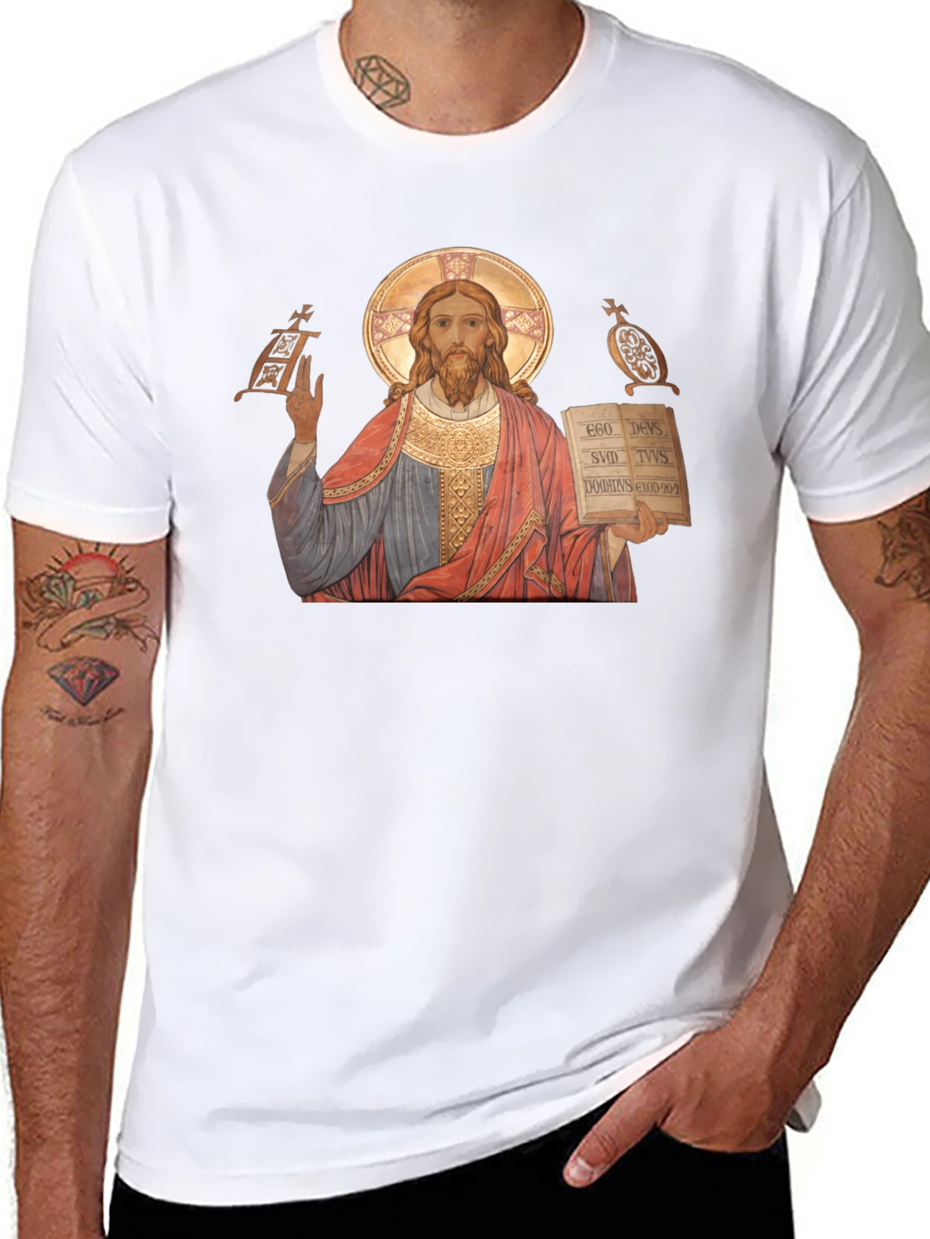 Jesus Christ Icon Graphic T-Shirt - Religious Apparel