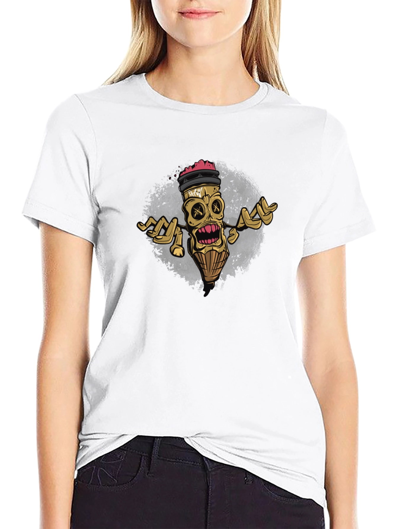Unique Graphic Tee - Skull Pencil Design
