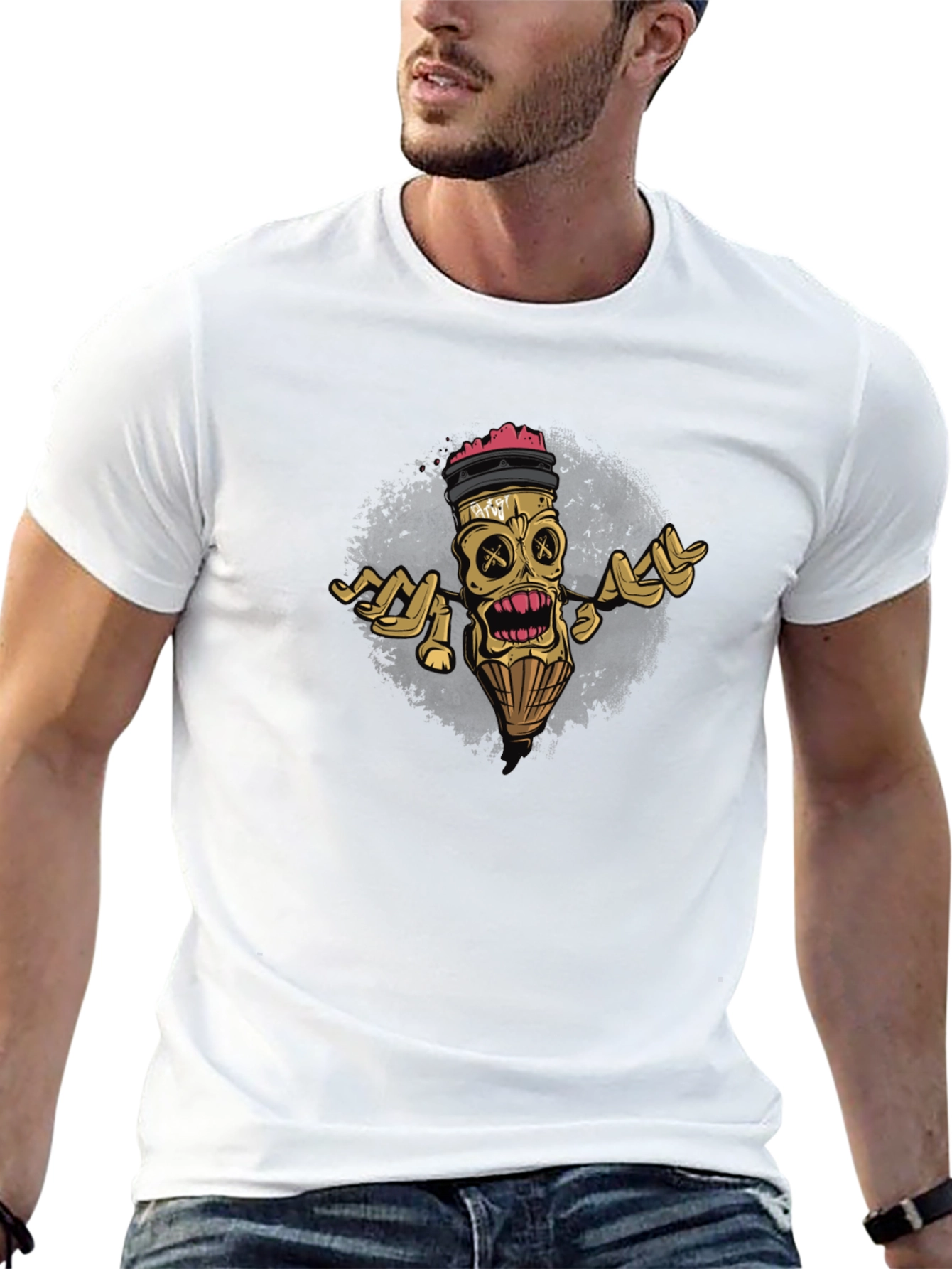 Unique Graphic Tee - Skull Pencil Design