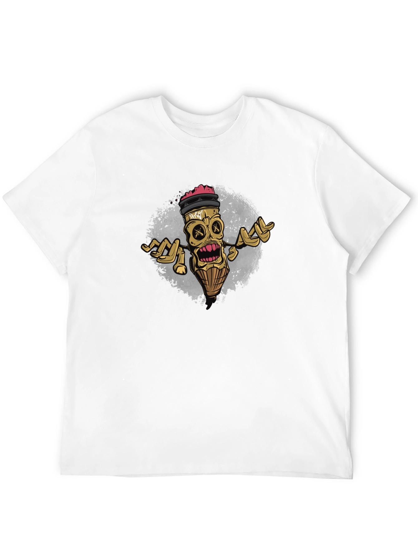 Unique Graphic Tee - Skull Pencil Design