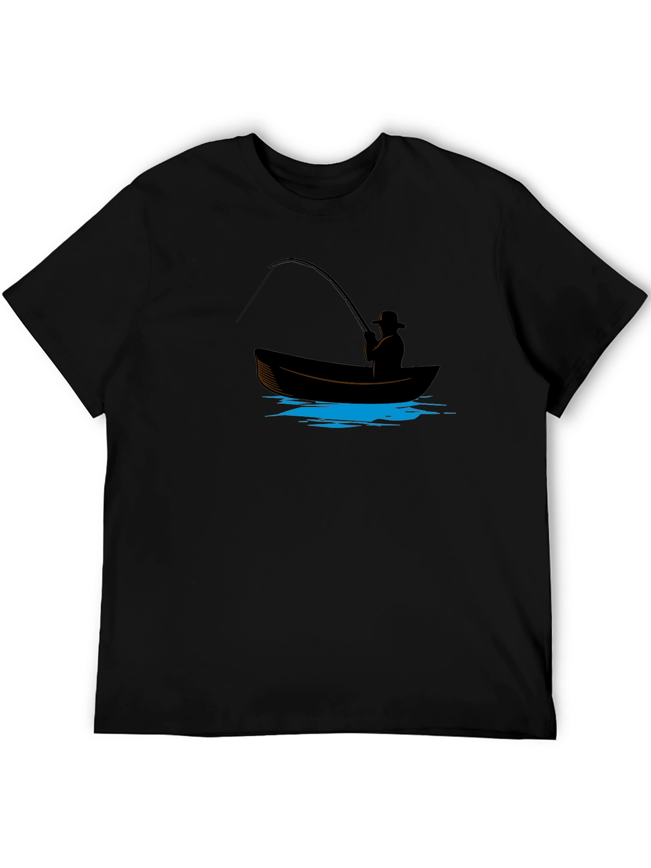 Fisherman Graphic Tee - Black Cotton Blend Shirt