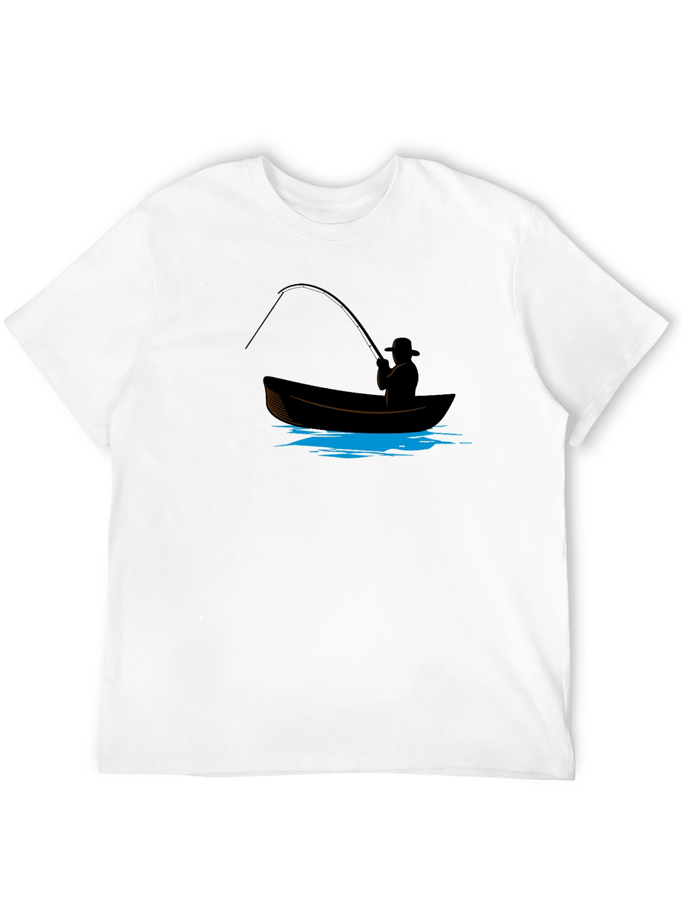 Fisherman Graphic Tee - Black Cotton Blend Shirt